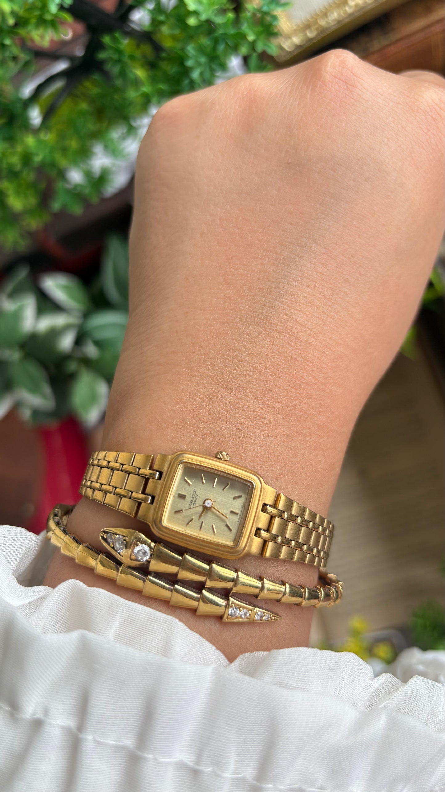 Vintage Caravelle by Bulova Mini Classic Dress Watch in Gold Tone
