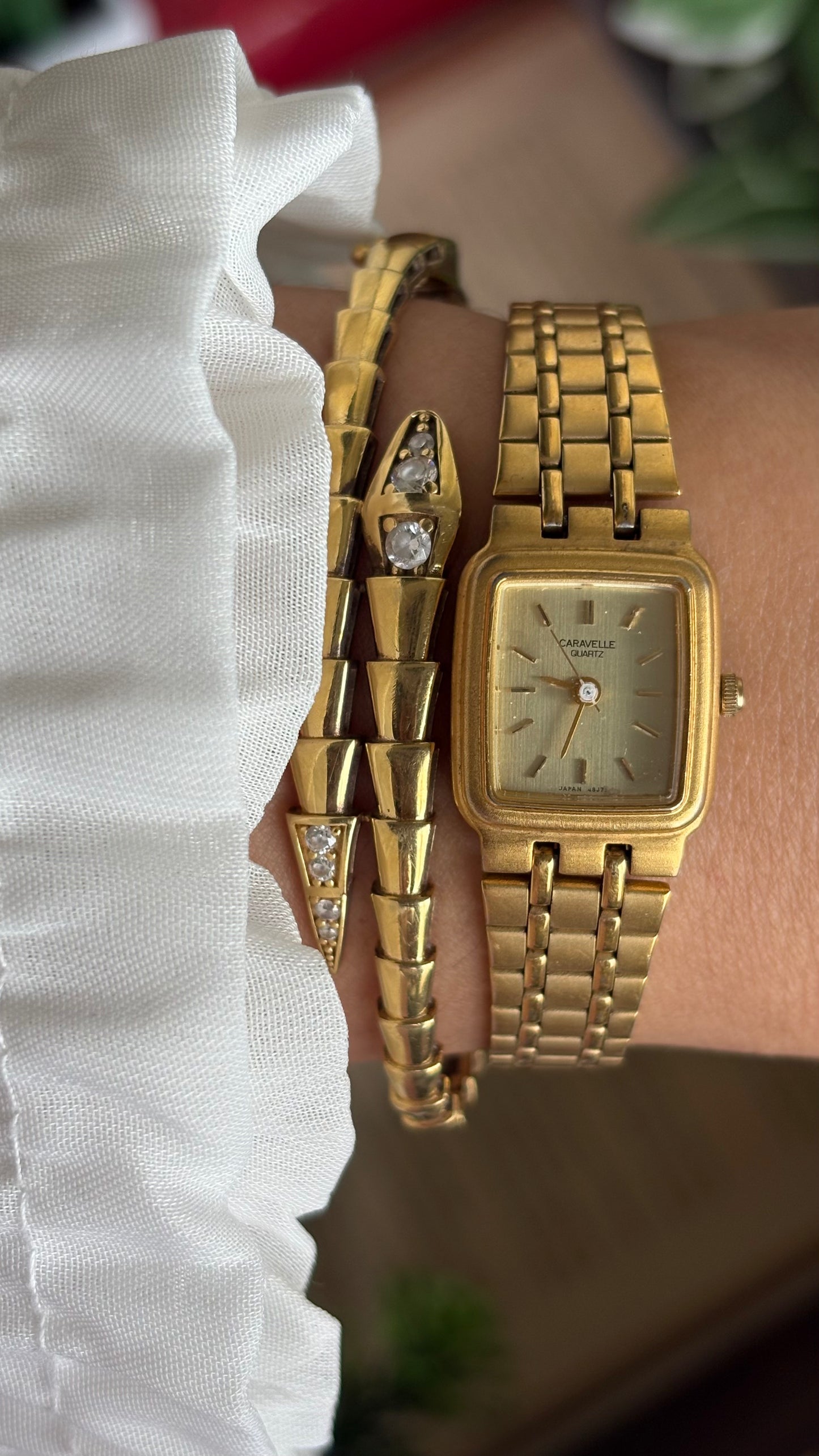 Vintage Caravelle by Bulova Mini Classic Dress Watch in Gold Tone