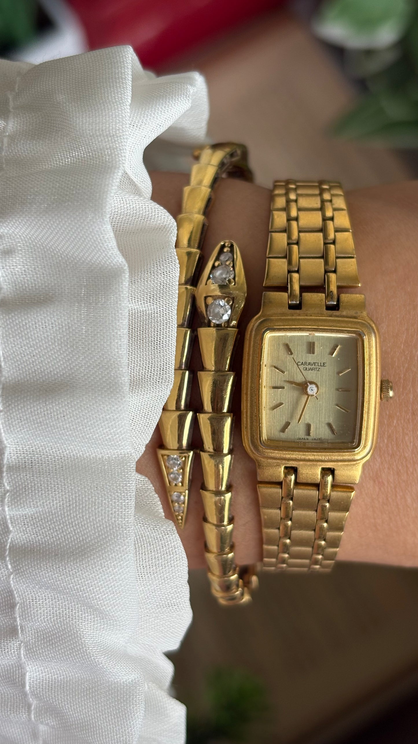 Vintage Caravelle by Bulova Mini Classic Dress Watch in Gold Tone