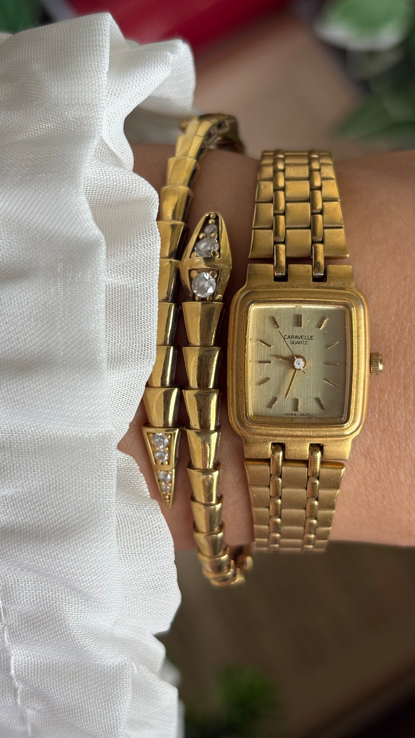 Vintage Caravelle by Bulova Mini Classic Dress Watch in Gold Tone