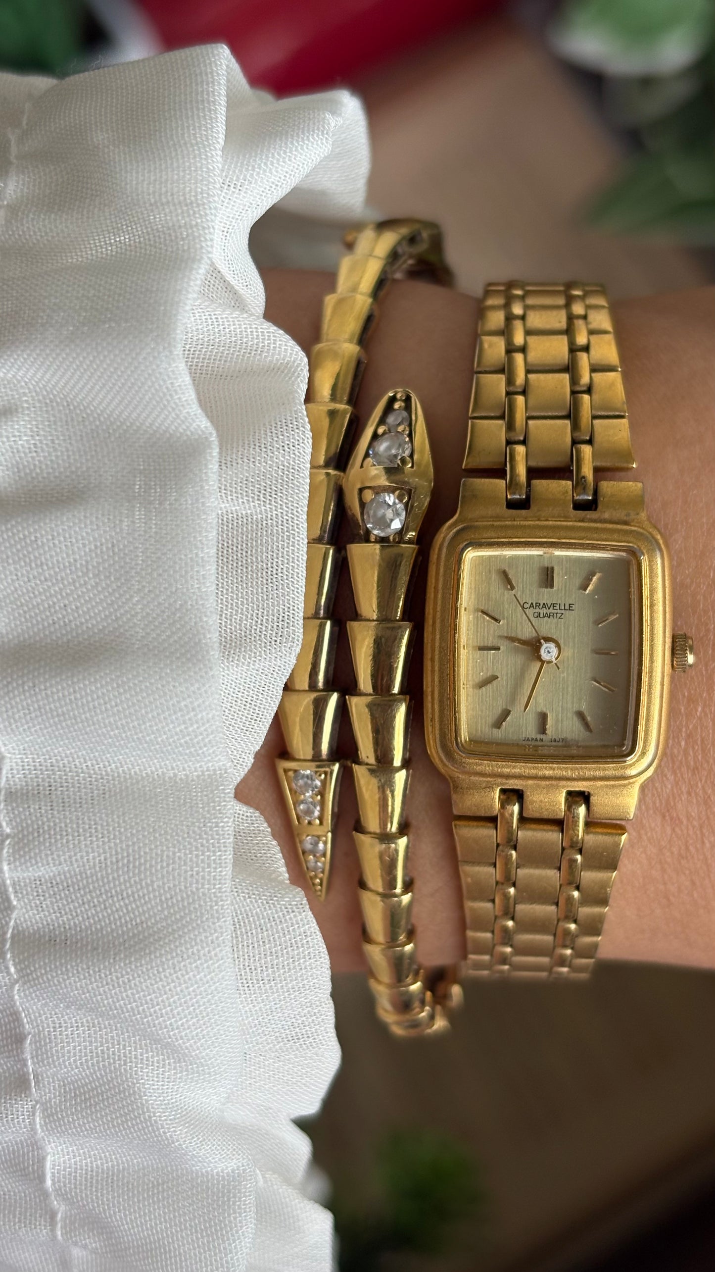Vintage Caravelle by Bulova Mini Classic Dress Watch in Gold Tone