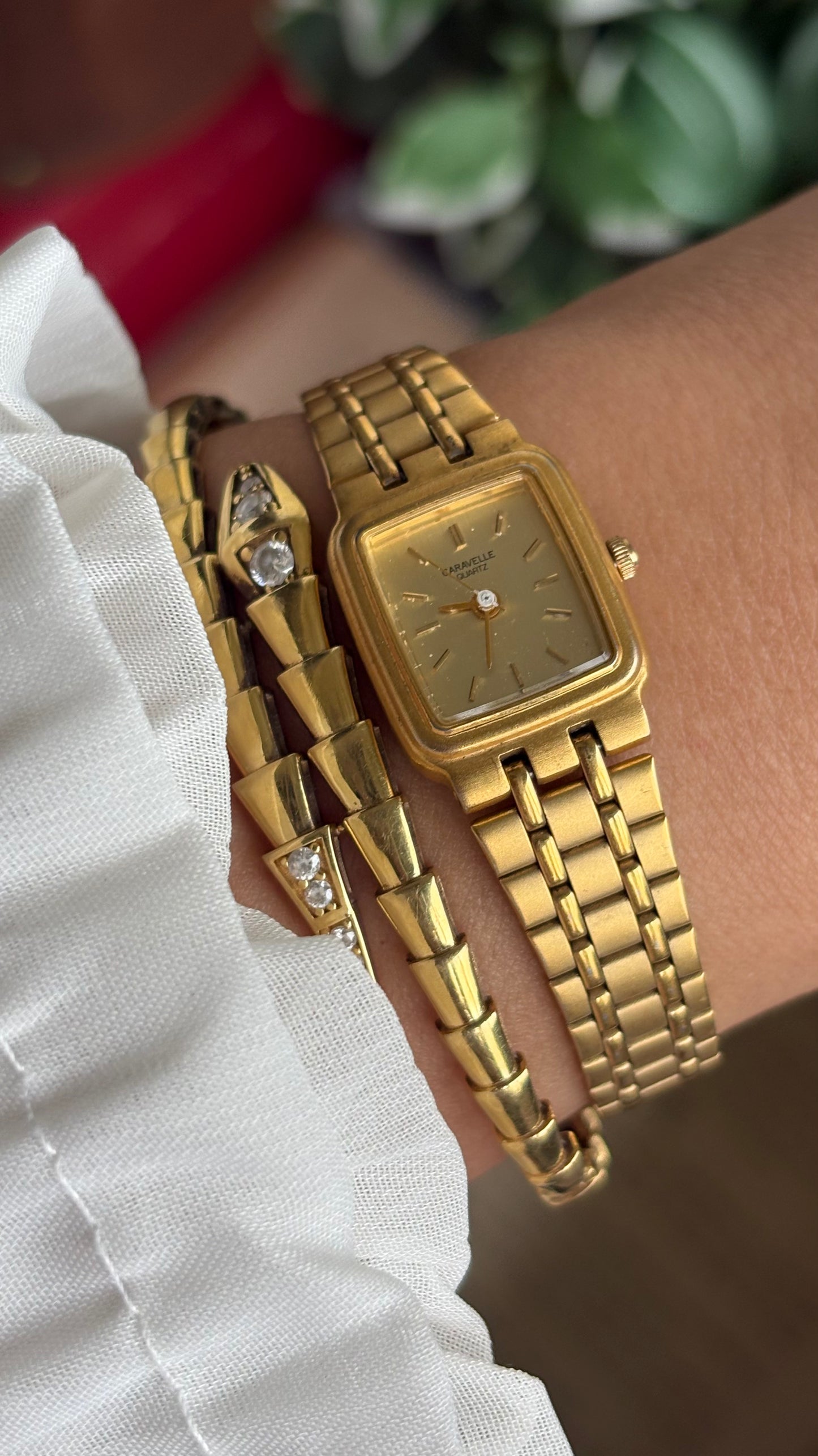 Vintage Caravelle by Bulova Mini Classic Dress Watch in Gold Tone