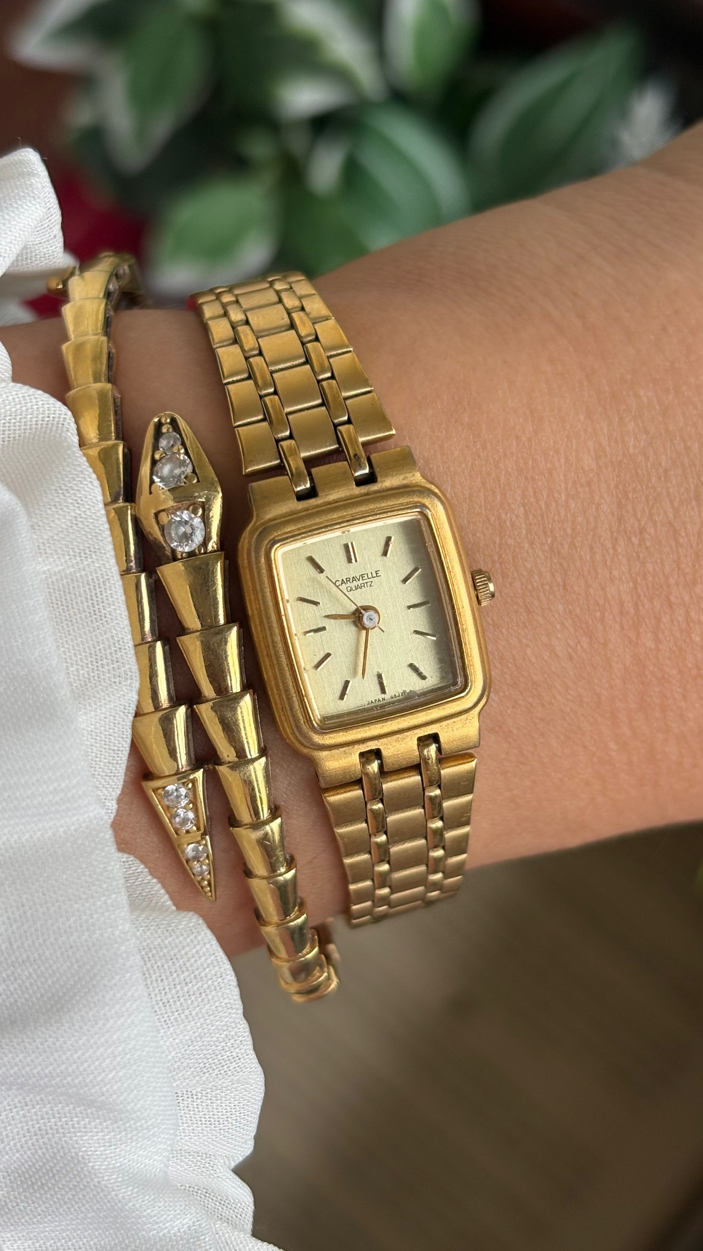 Vintage Caravelle by Bulova Mini Classic Dress Watch in Gold Tone