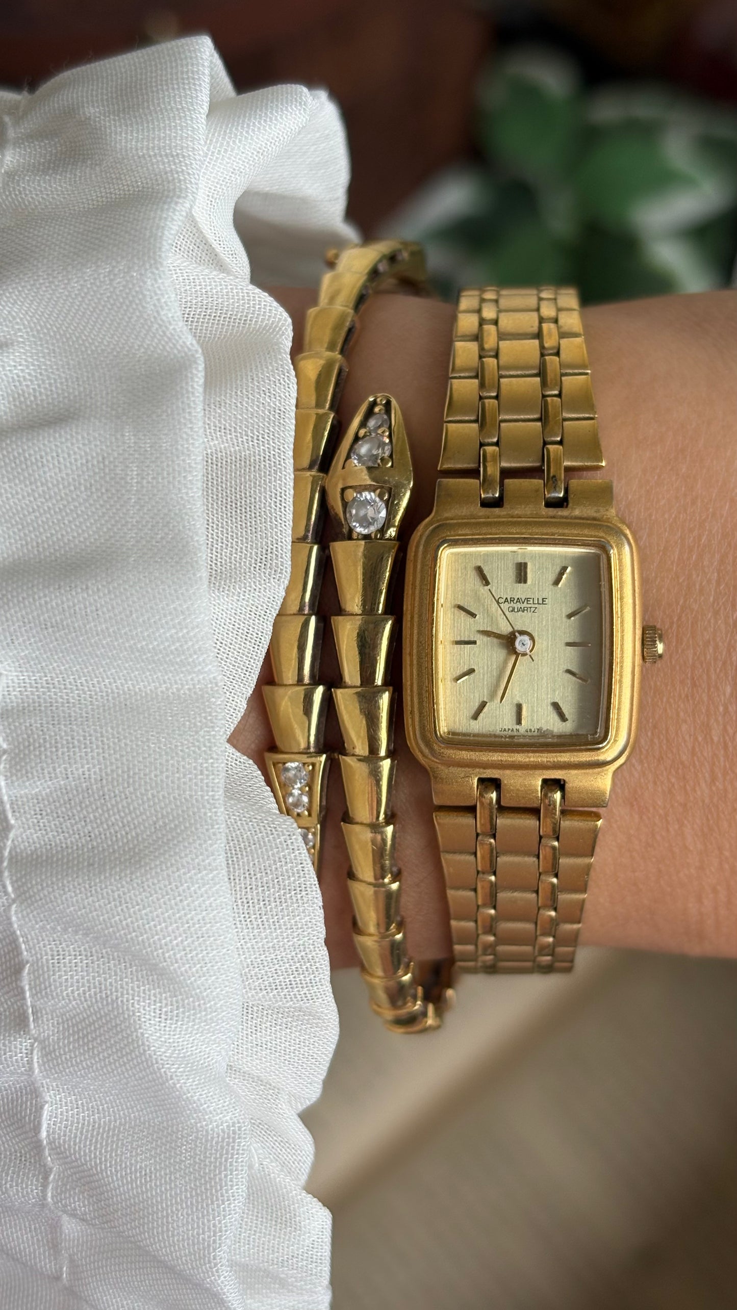 Vintage Caravelle by Bulova Mini Classic Dress Watch in Gold Tone