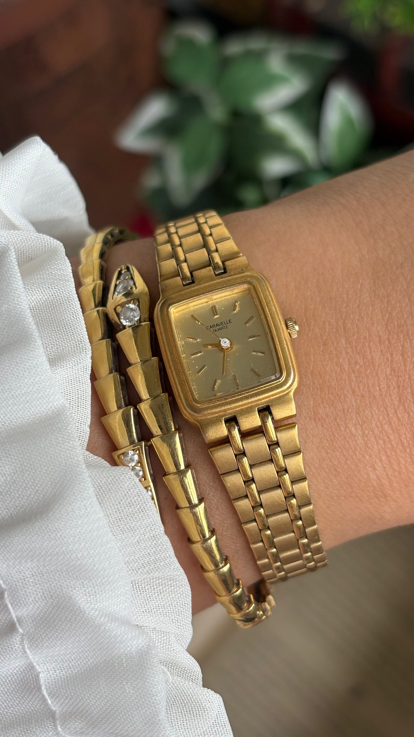 Vintage Caravelle by Bulova Mini Classic Dress Watch in Gold Tone