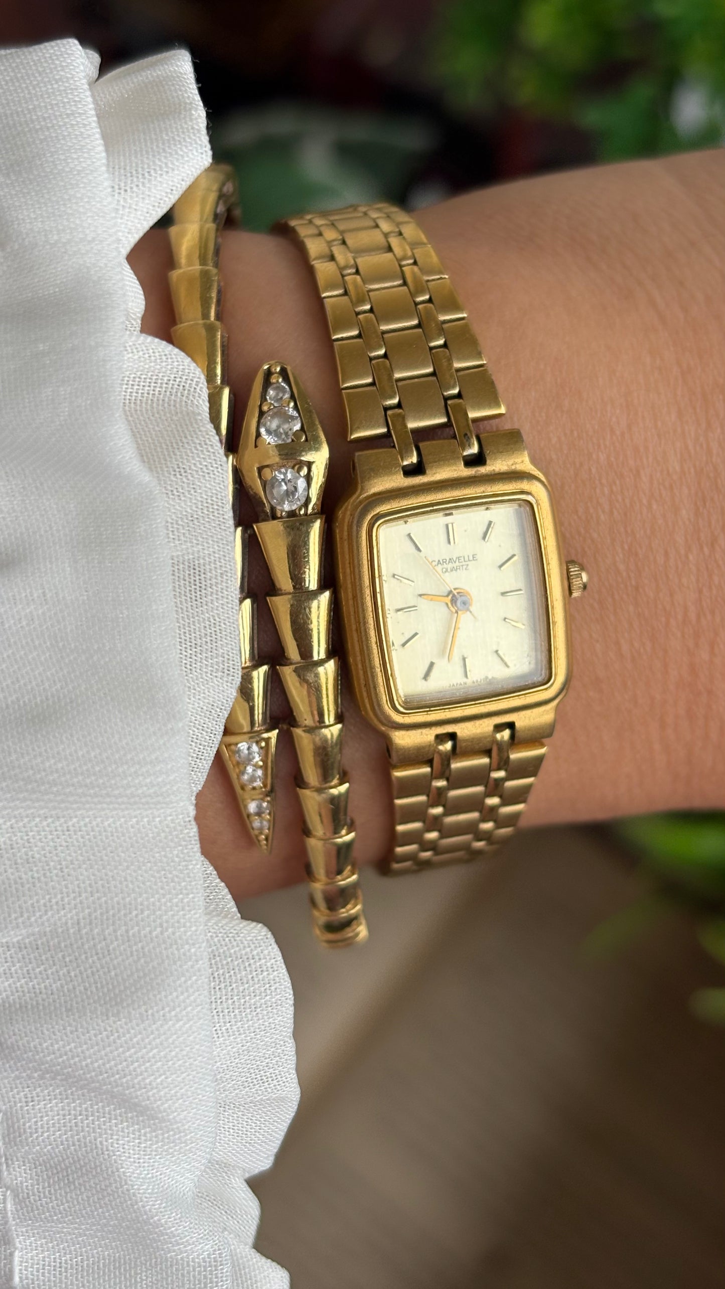 Vintage Caravelle by Bulova Mini Classic Dress Watch in Gold Tone