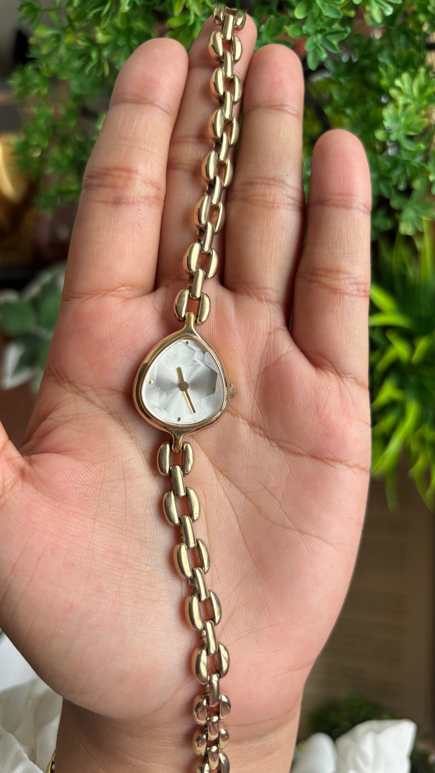 Extremely Rare Vintage Pola Teardrop Watch in Gold Tone Diacut Bezel