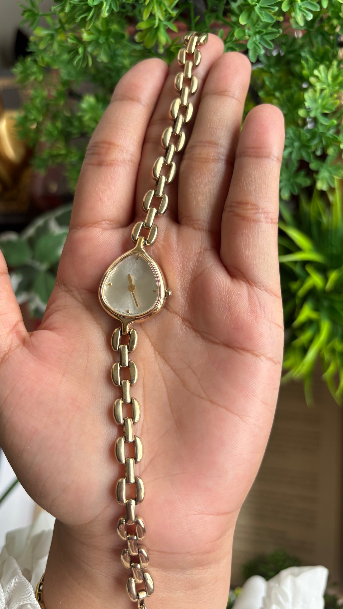 Extremely Rare Vintage Pola Teardrop Watch in Gold Tone Diacut Bezel