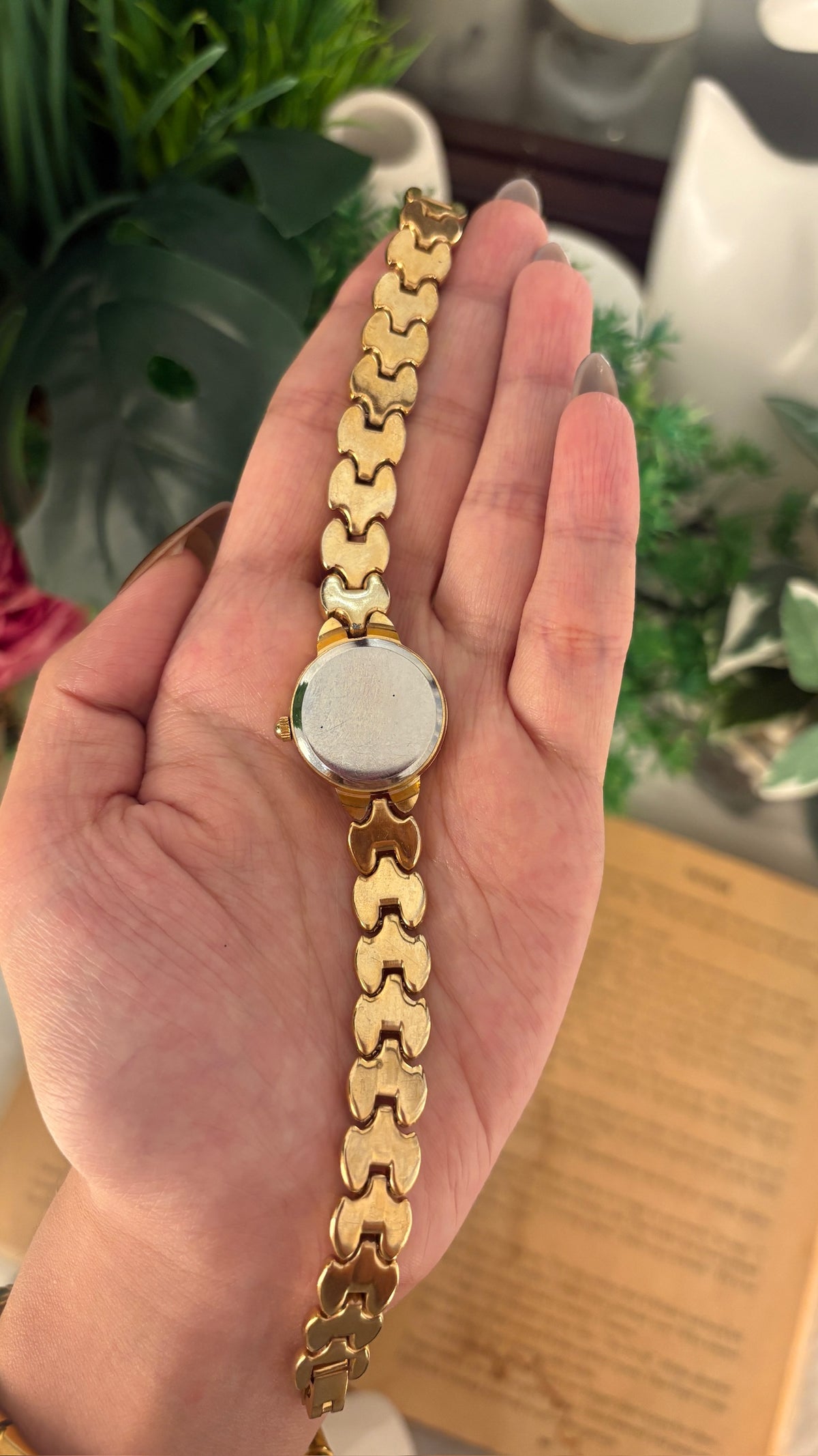 Rare Alfadino Rhinestone Bracelet Watch in Gold Tone Quartz