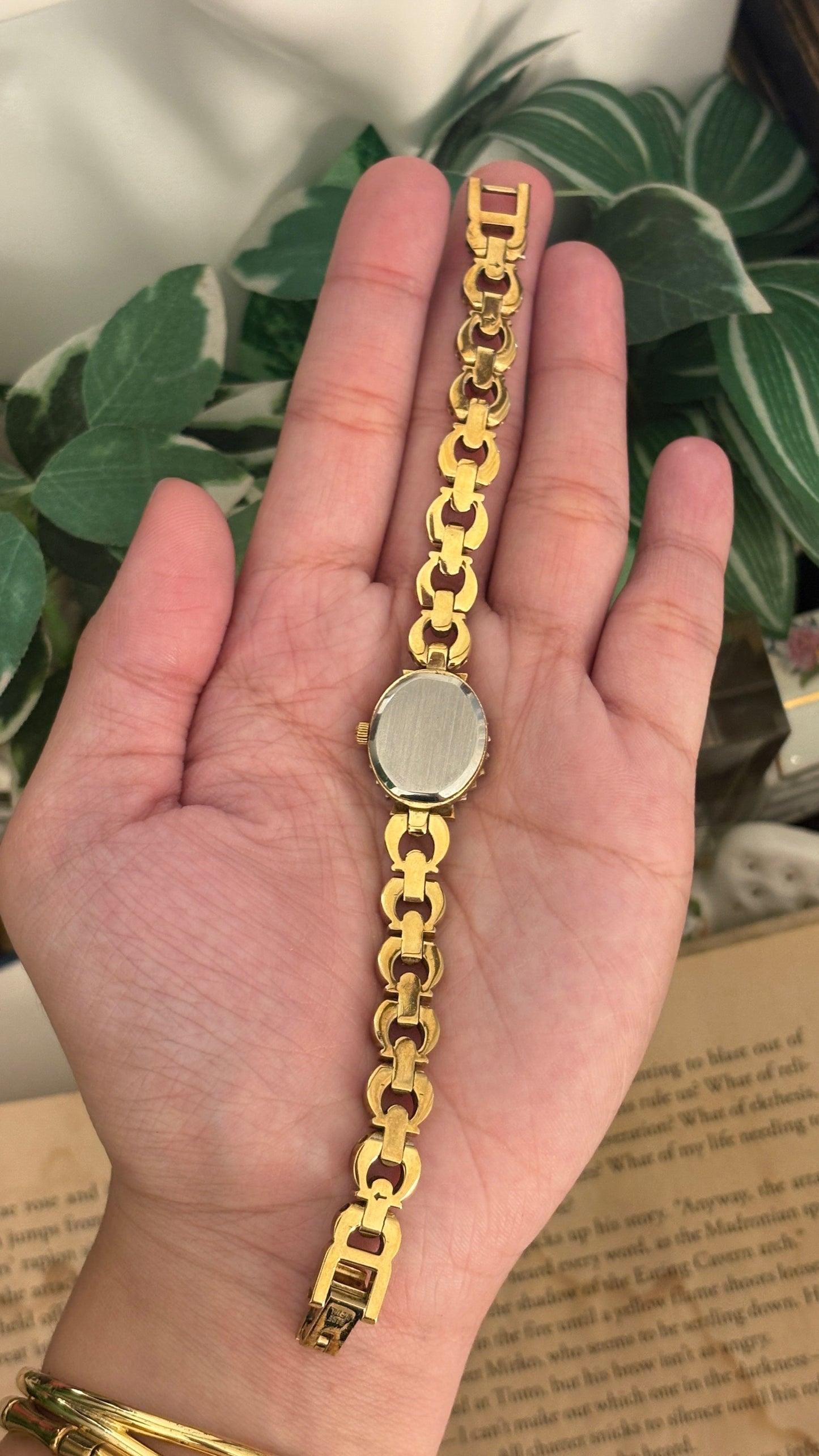 Rare Vintage Elegant Belair Bejeweled Bezel Bracelet Watch in Gold Tone Quartz