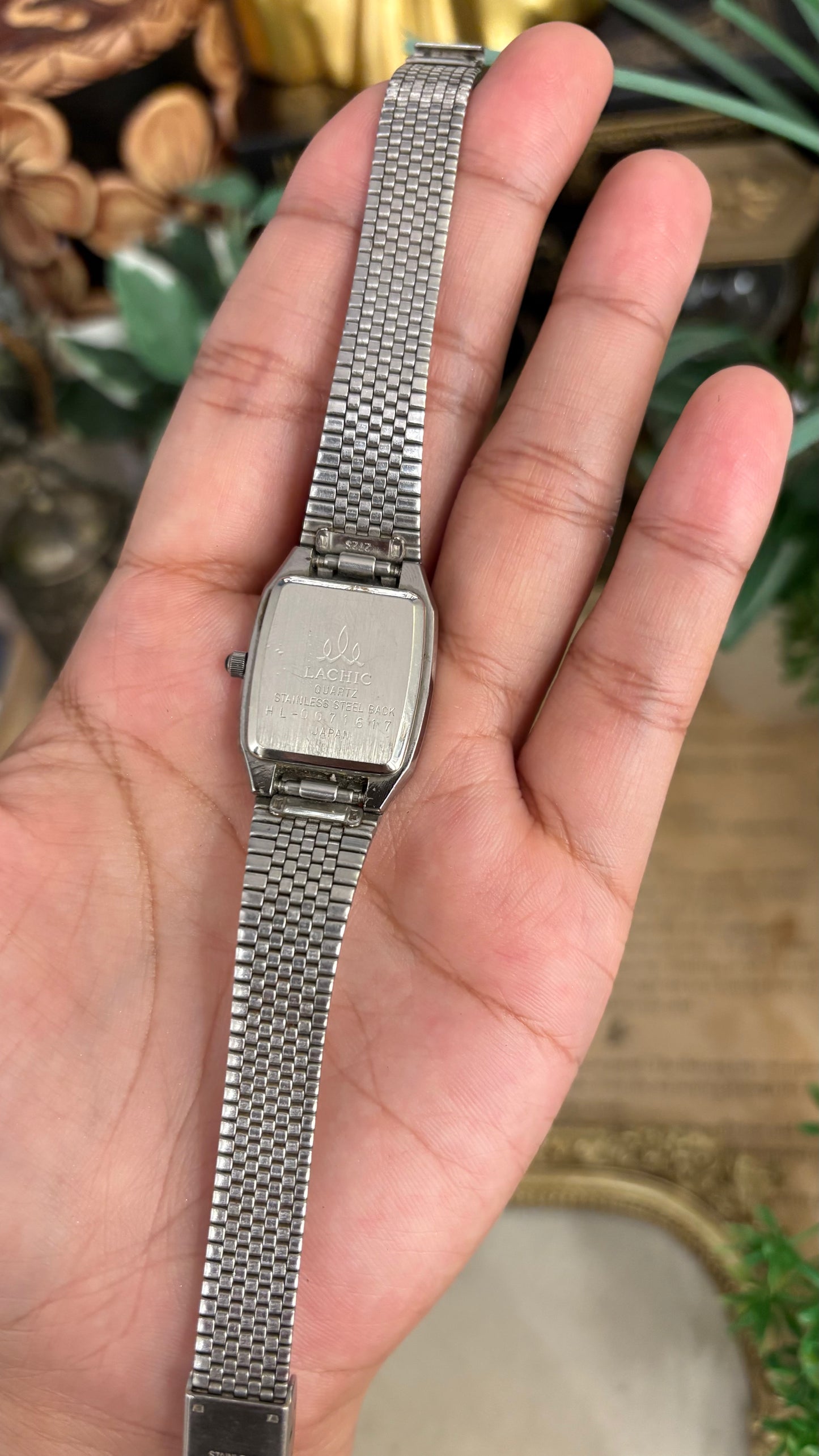 Vintage Lachic Tank Watch in Silver Tone Quartz