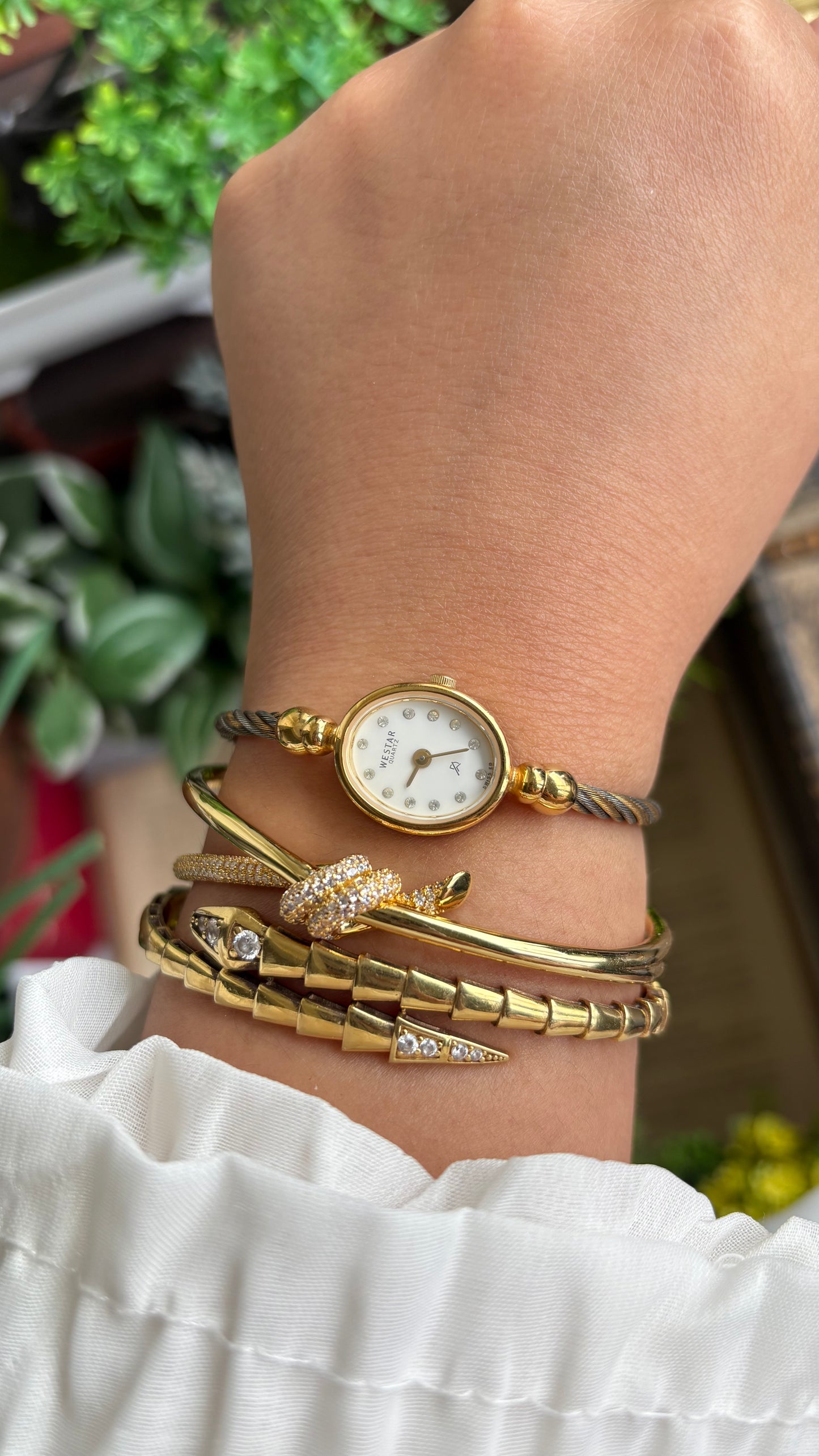 Vintage Westar Swiss Watch in Gold Tone Charriol Inspired Bangle