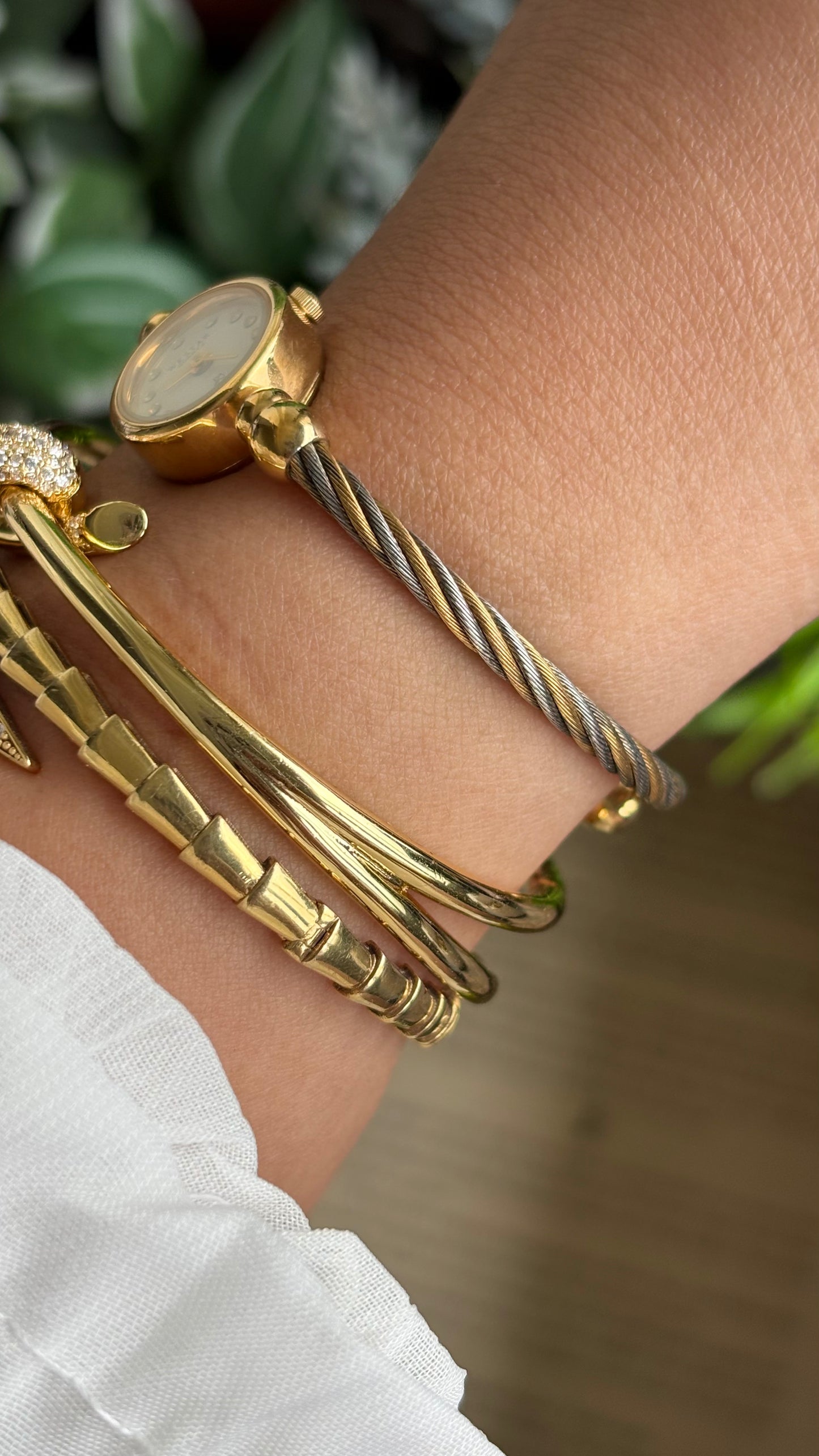Vintage Westar Swiss Watch in Gold Tone Charriol Inspired Bangle