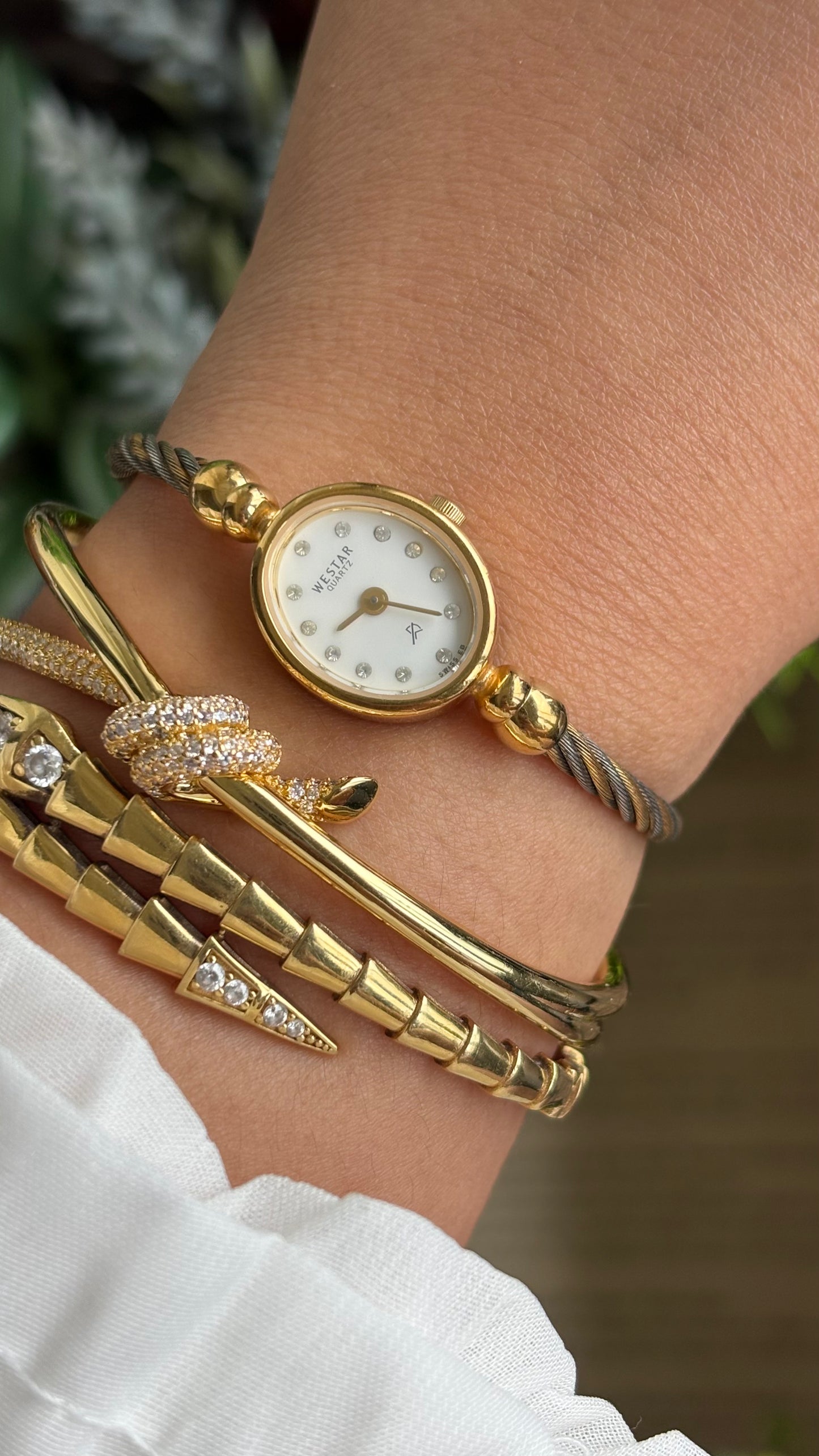 Vintage Westar Swiss Watch in Gold Tone Charriol Inspired Bangle