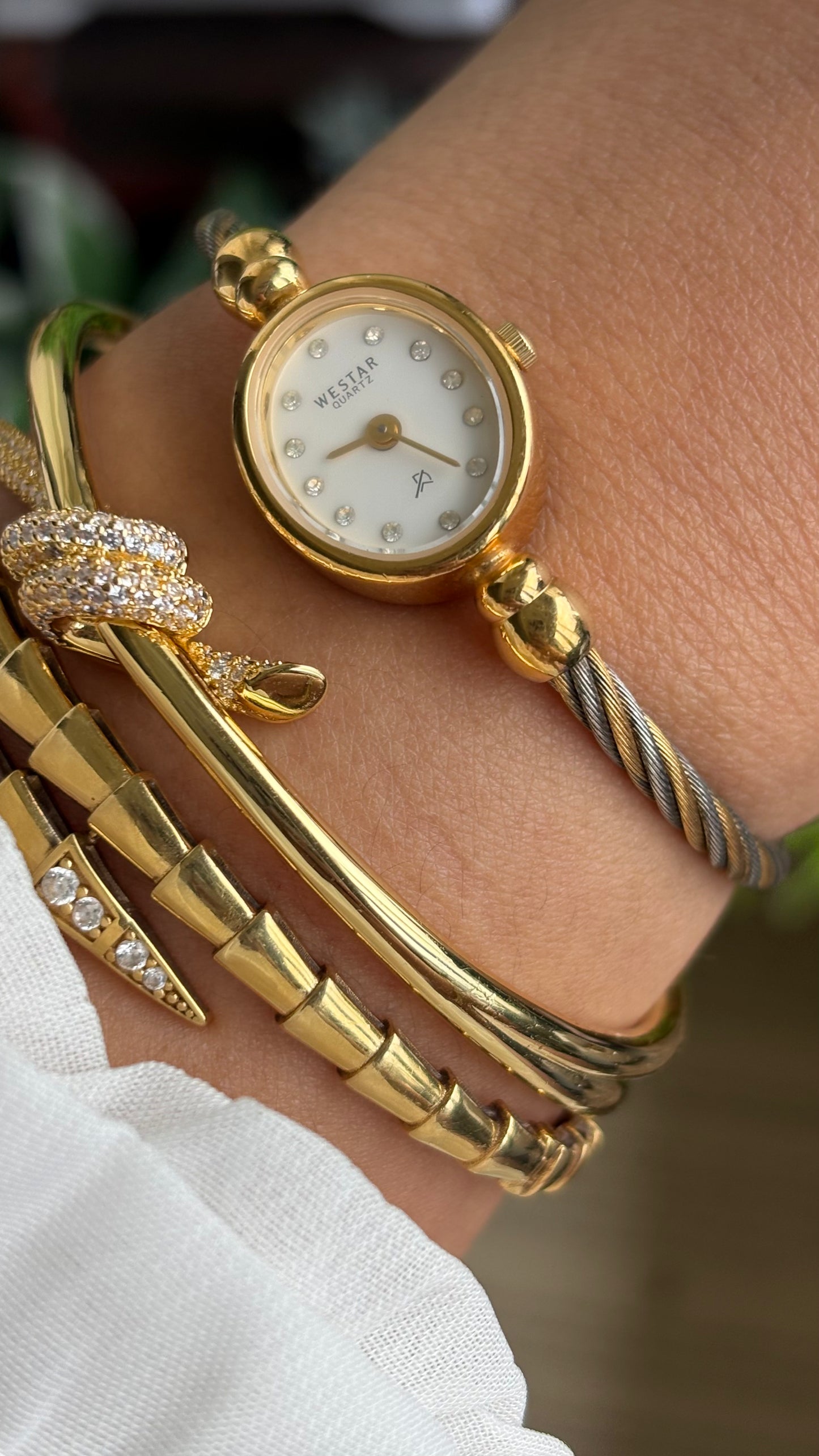 Vintage Westar Swiss Watch in Gold Tone Charriol Inspired Bangle