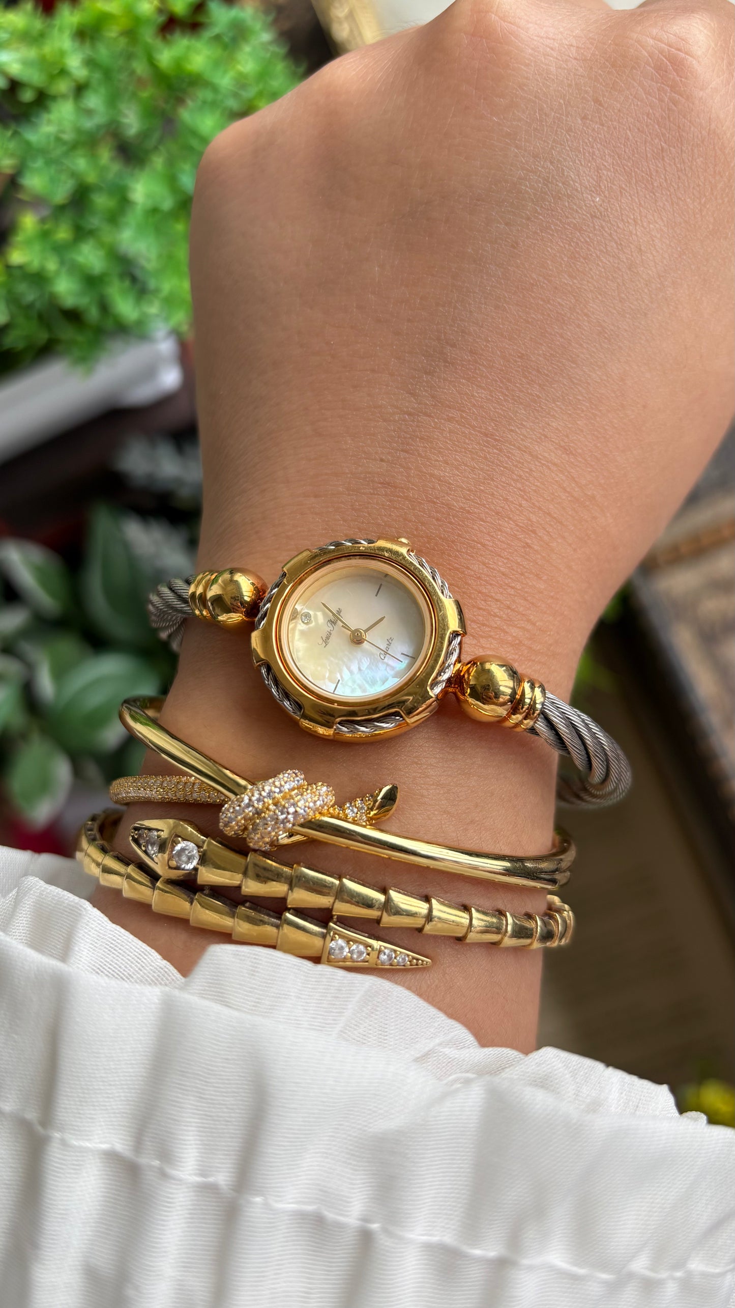 Vintage Louie Phillipe Watch in Two-Tone Charriol Style Bangle