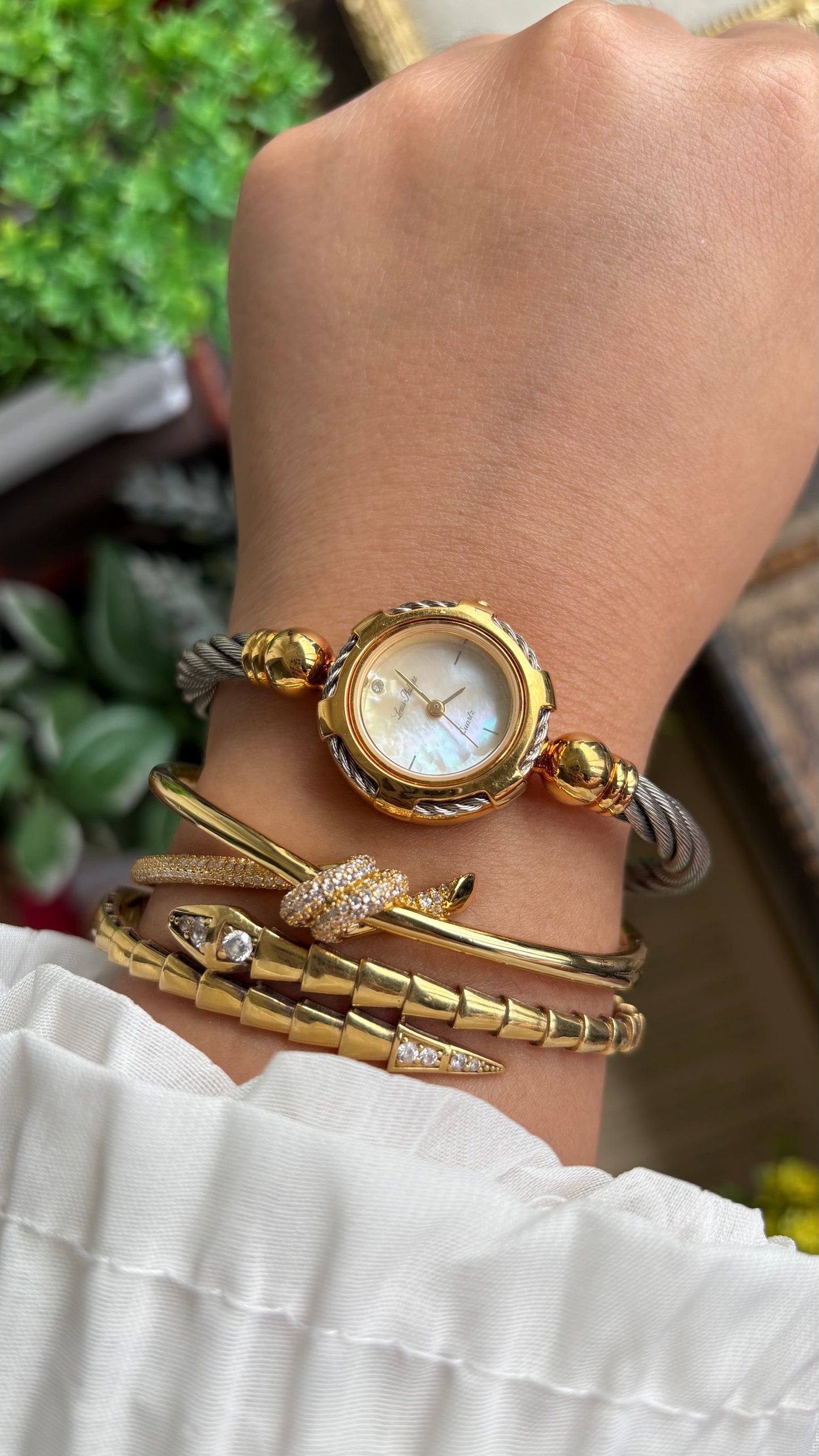 Vintage Louie Phillipe Watch in Two-Tone Charriol Style Bangle