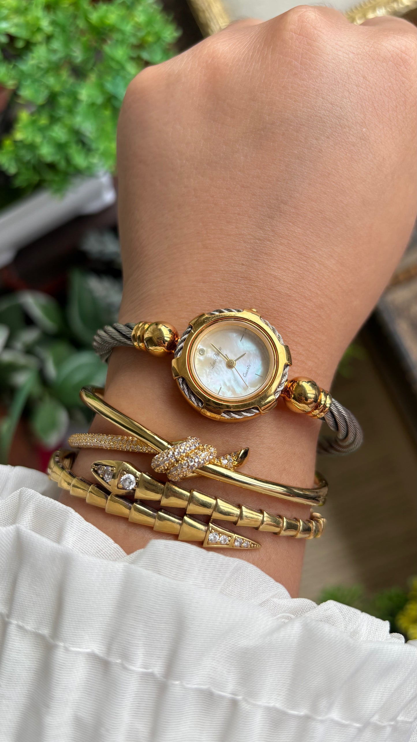 Vintage Louie Phillipe Watch in Two-Tone Charriol Style Bangle