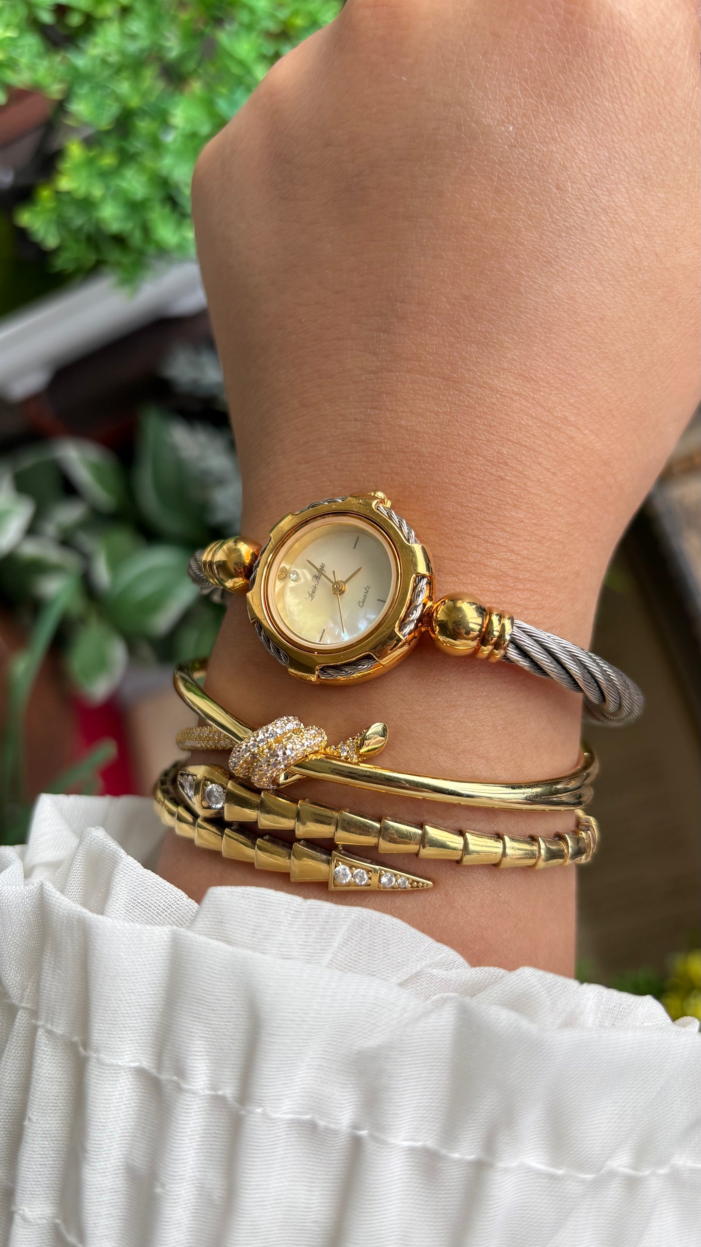 Vintage Louie Phillipe Watch in Two-Tone Charriol Style Bangle