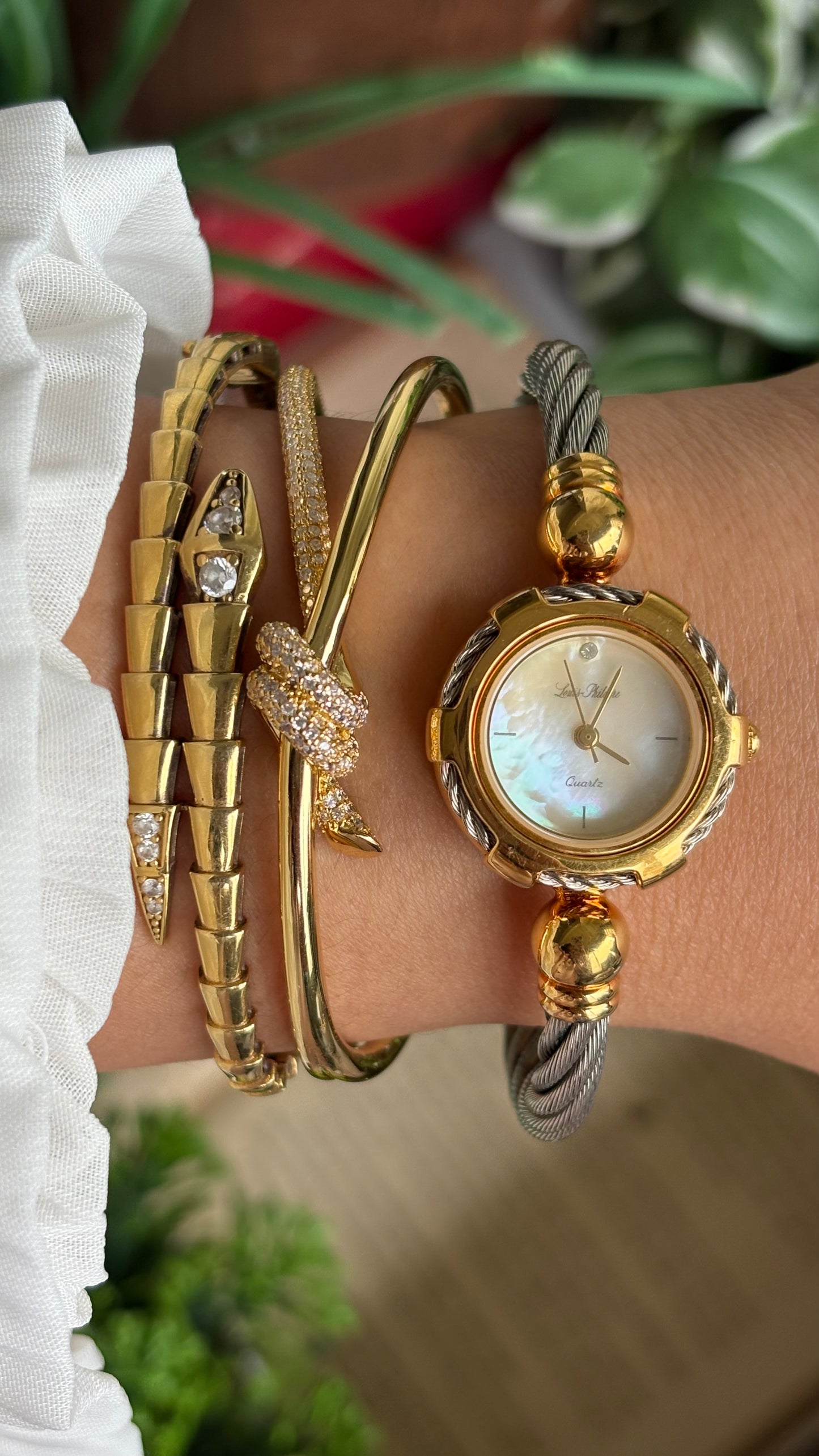 Vintage Louie Phillipe Watch in Two-Tone Charriol Style Bangle