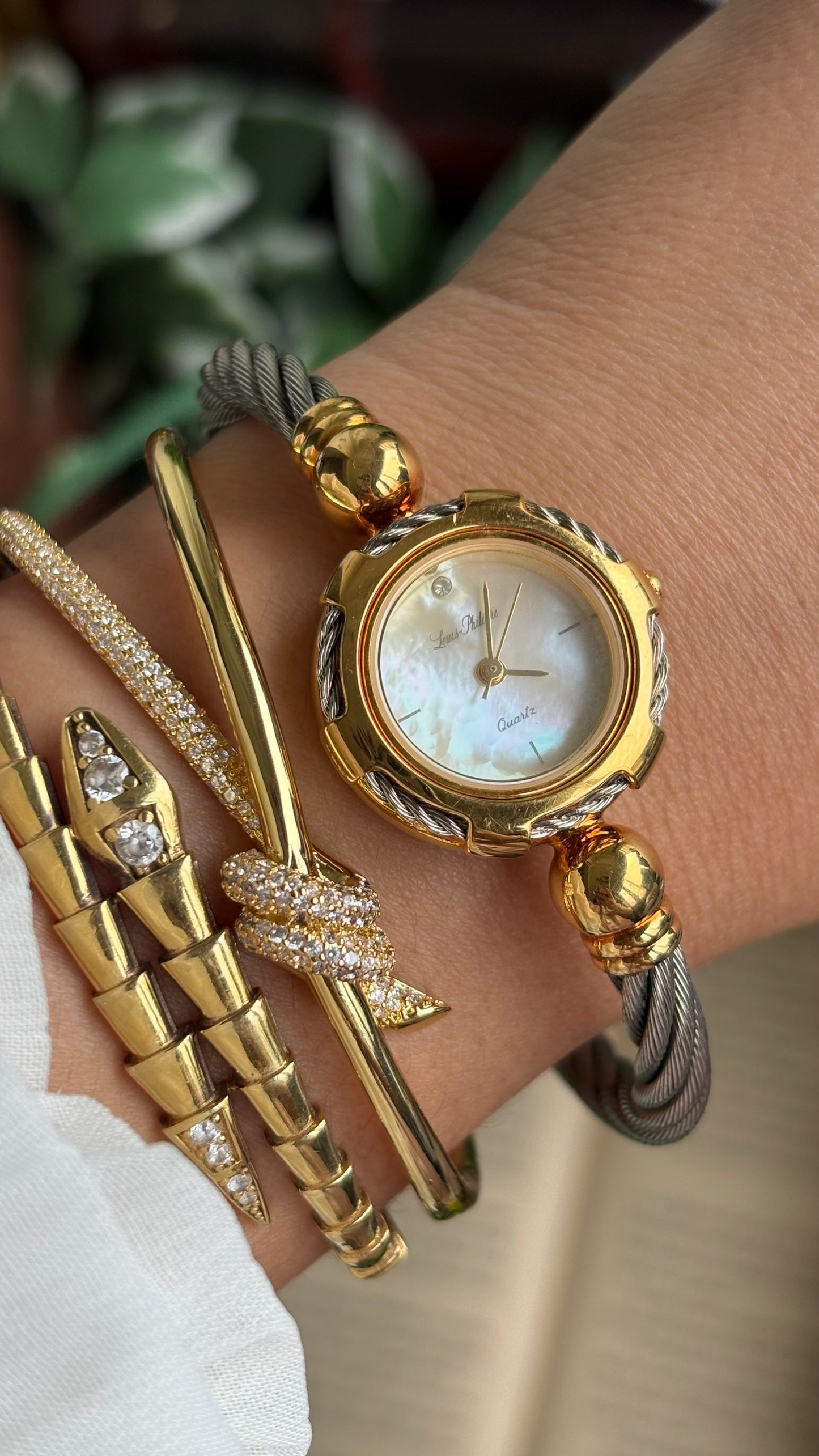 Vintage Louie Phillipe Watch in Two-Tone Charriol Style Bangle