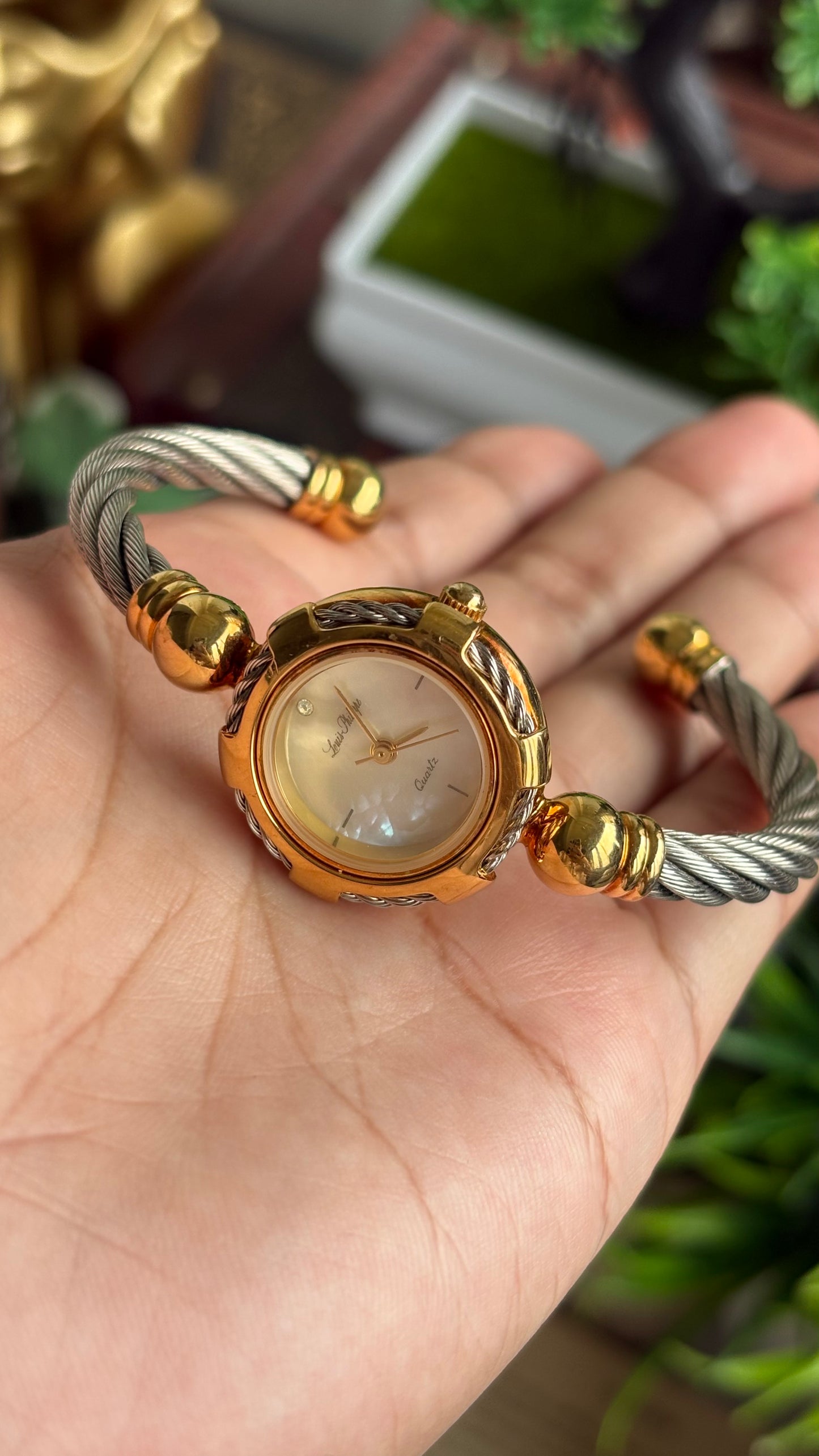 Vintage Louie Phillipe Watch in Two-Tone Charriol Style Bangle