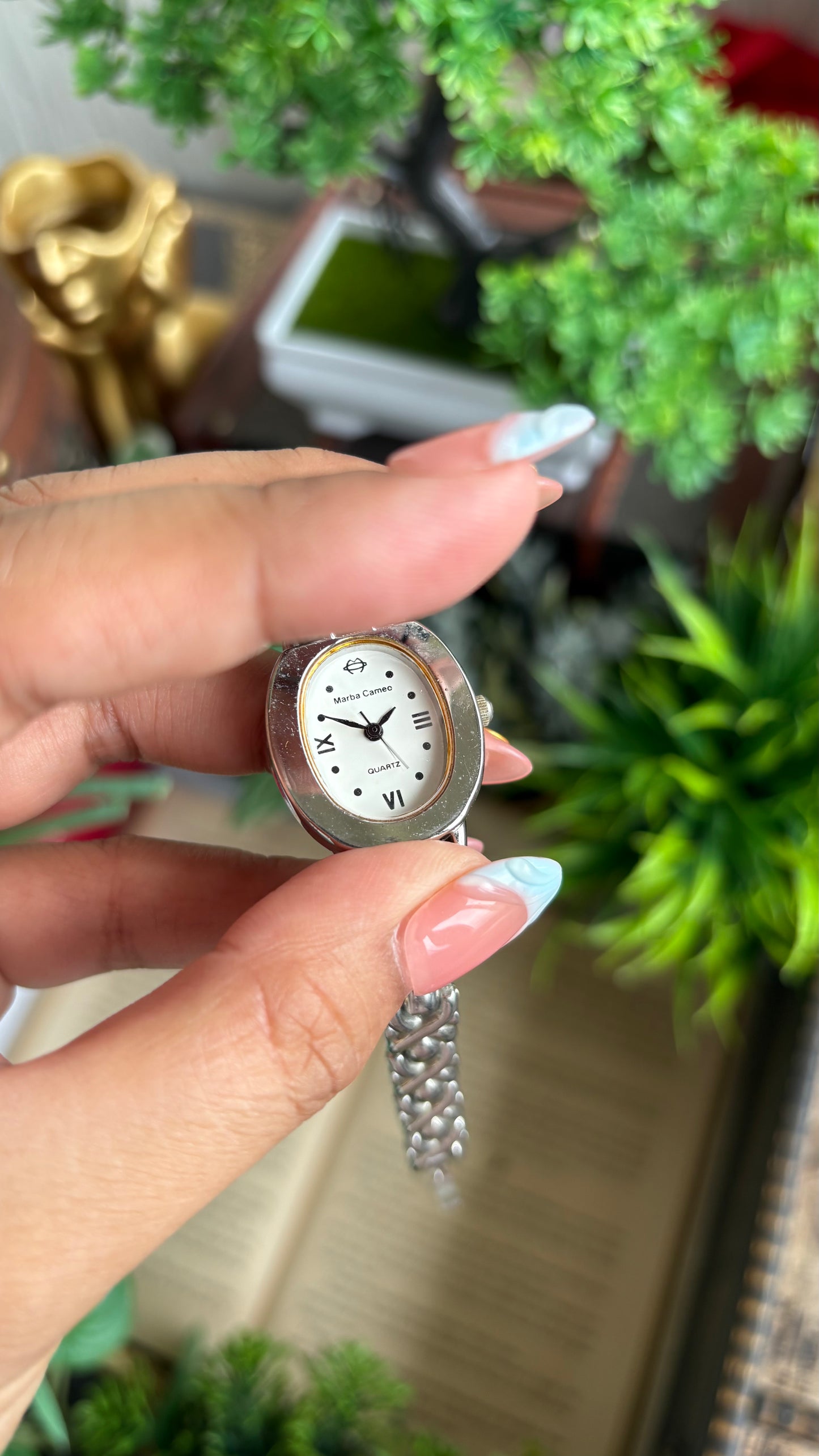 Extremely Rare Vintage Marba Cameo Peekaboo Watch in Silver Tone