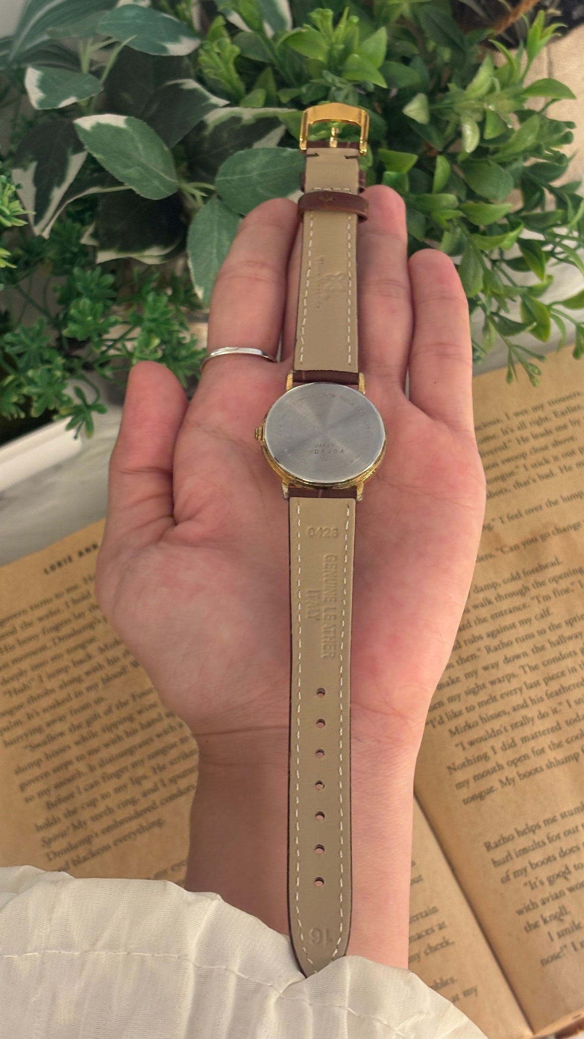Rare Vintage Success Alba Seiko Moonphase Watch in Gold Tone Brown Leather Quartz