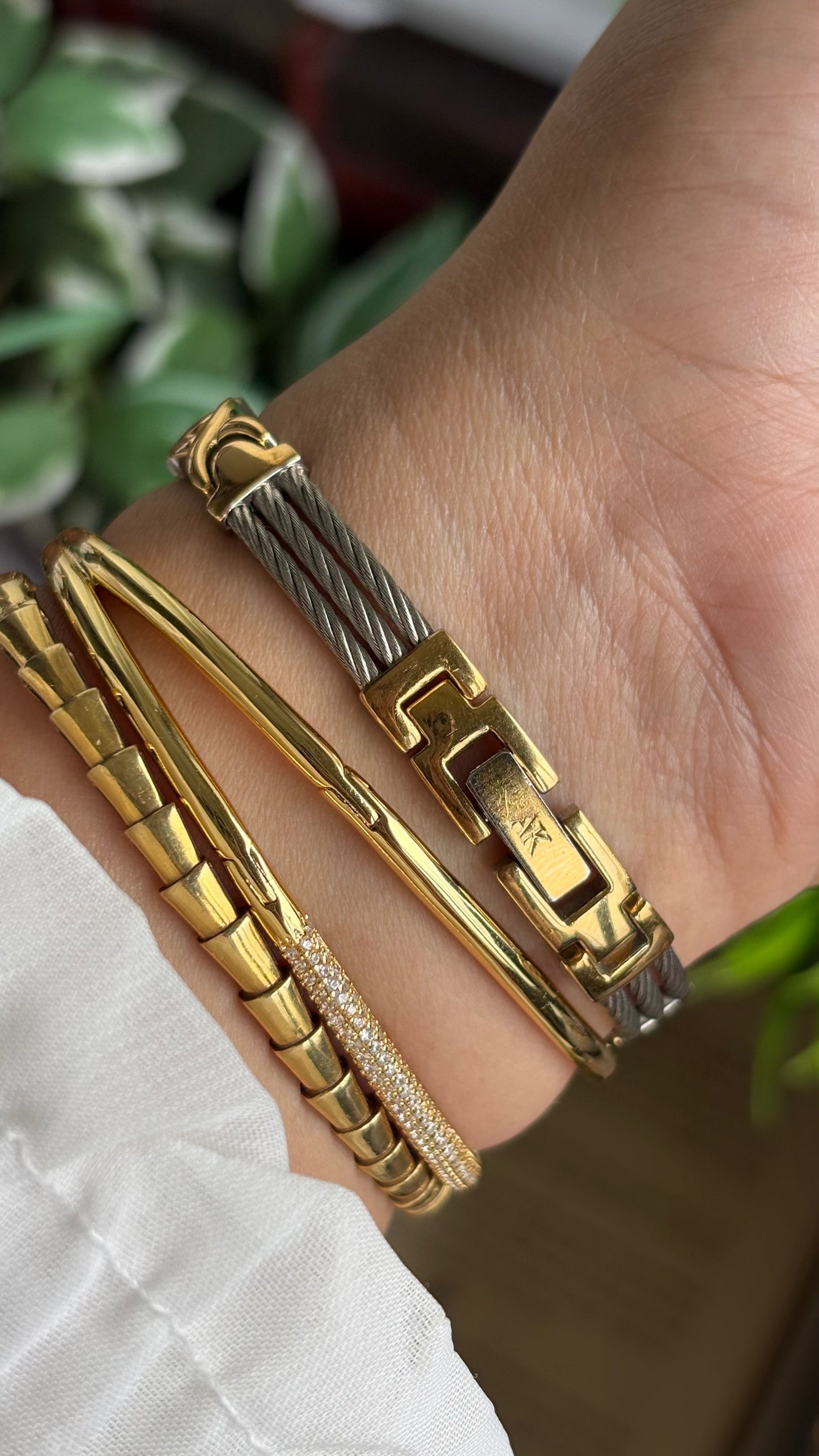Vintage Anne Klein Watch in Two-Tone Art Deco Dial Charriol Style Watch