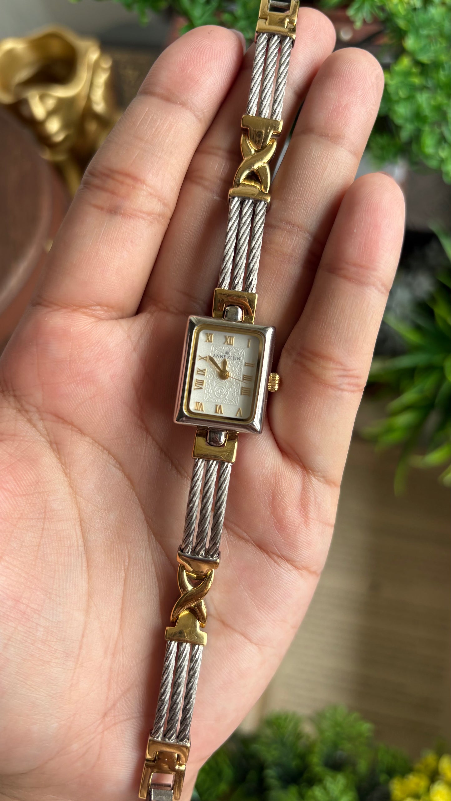 Vintage Anne Klein Watch in Two-Tone Art Deco Dial Charriol Style Watch