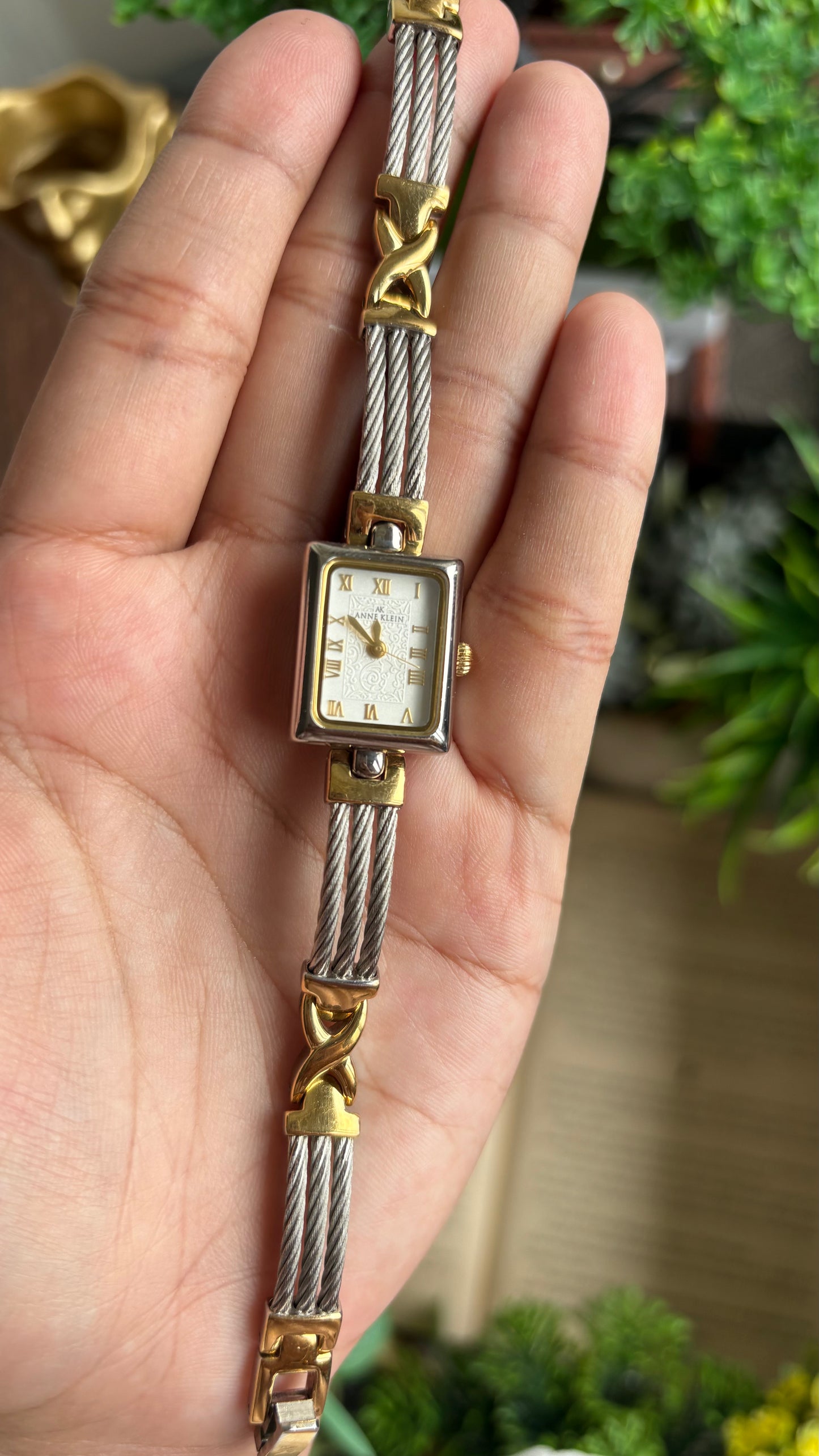 Vintage Anne Klein Watch in Two-Tone Art Deco Dial Charriol Style Watch