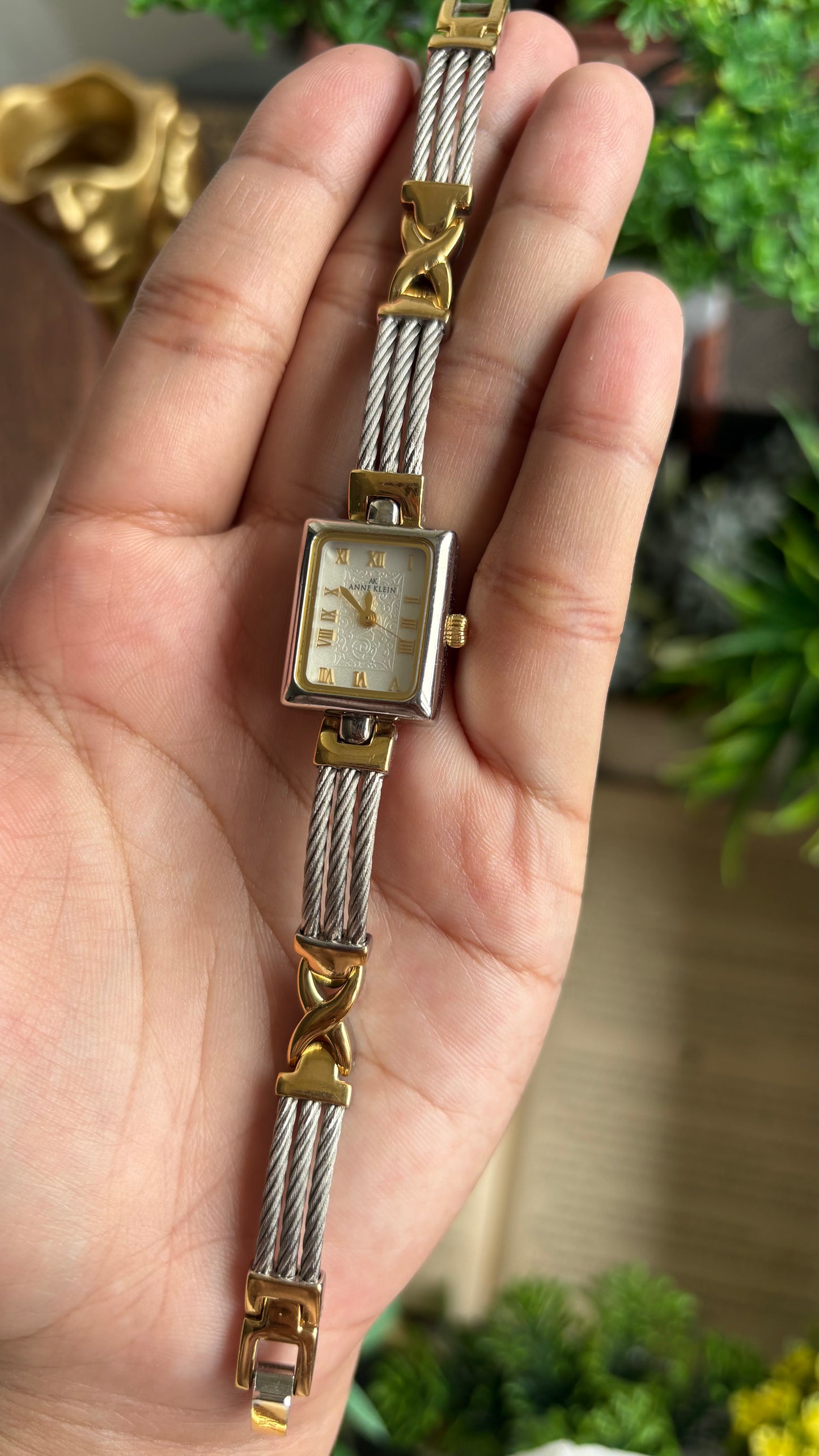 Vintage Anne Klein Watch in Two-Tone Art Deco Dial Charriol Style Watch