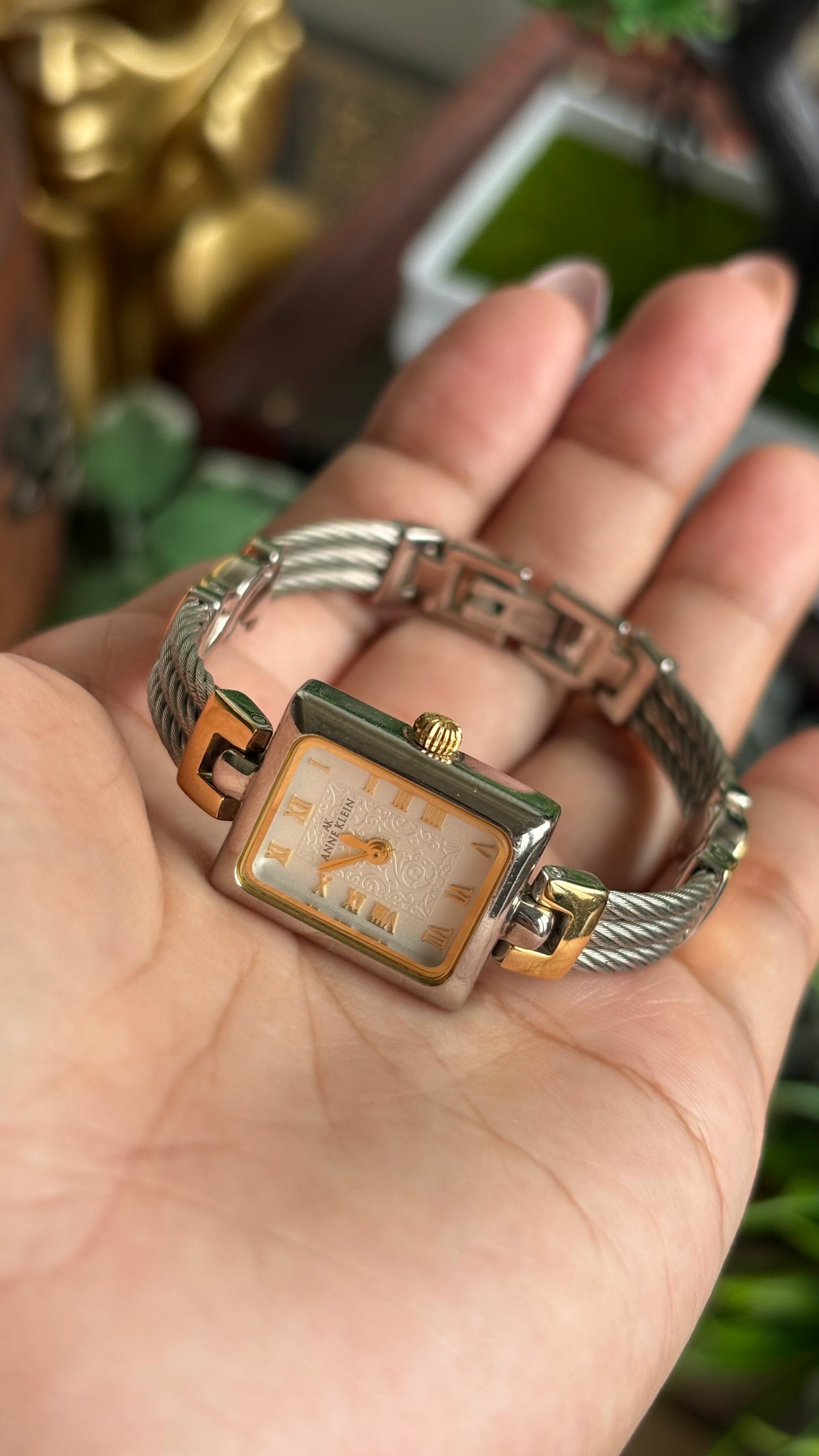 Vintage Anne Klein Watch in Two-Tone Art Deco Dial Charriol Style Watch