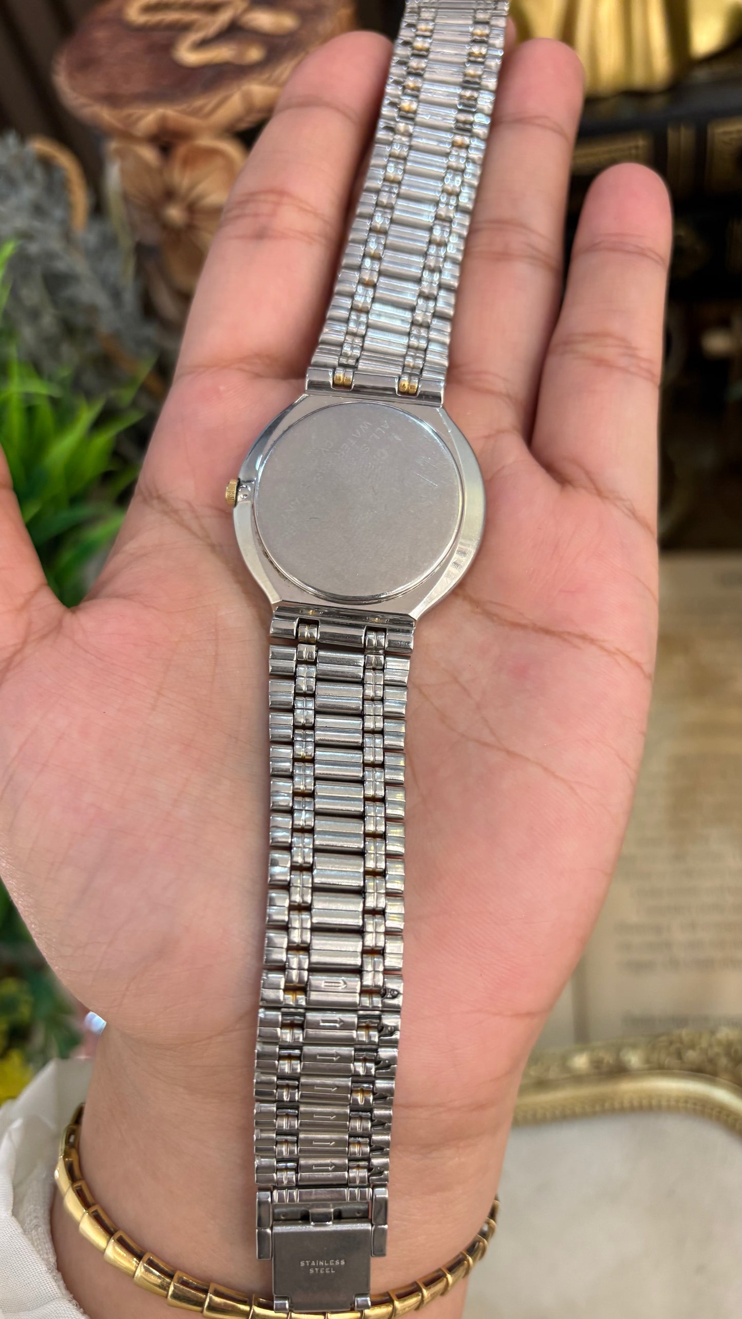 Vintage Elegant Charles Vogele Mens Classic Watch in Two-Tone Black Dial Quartz