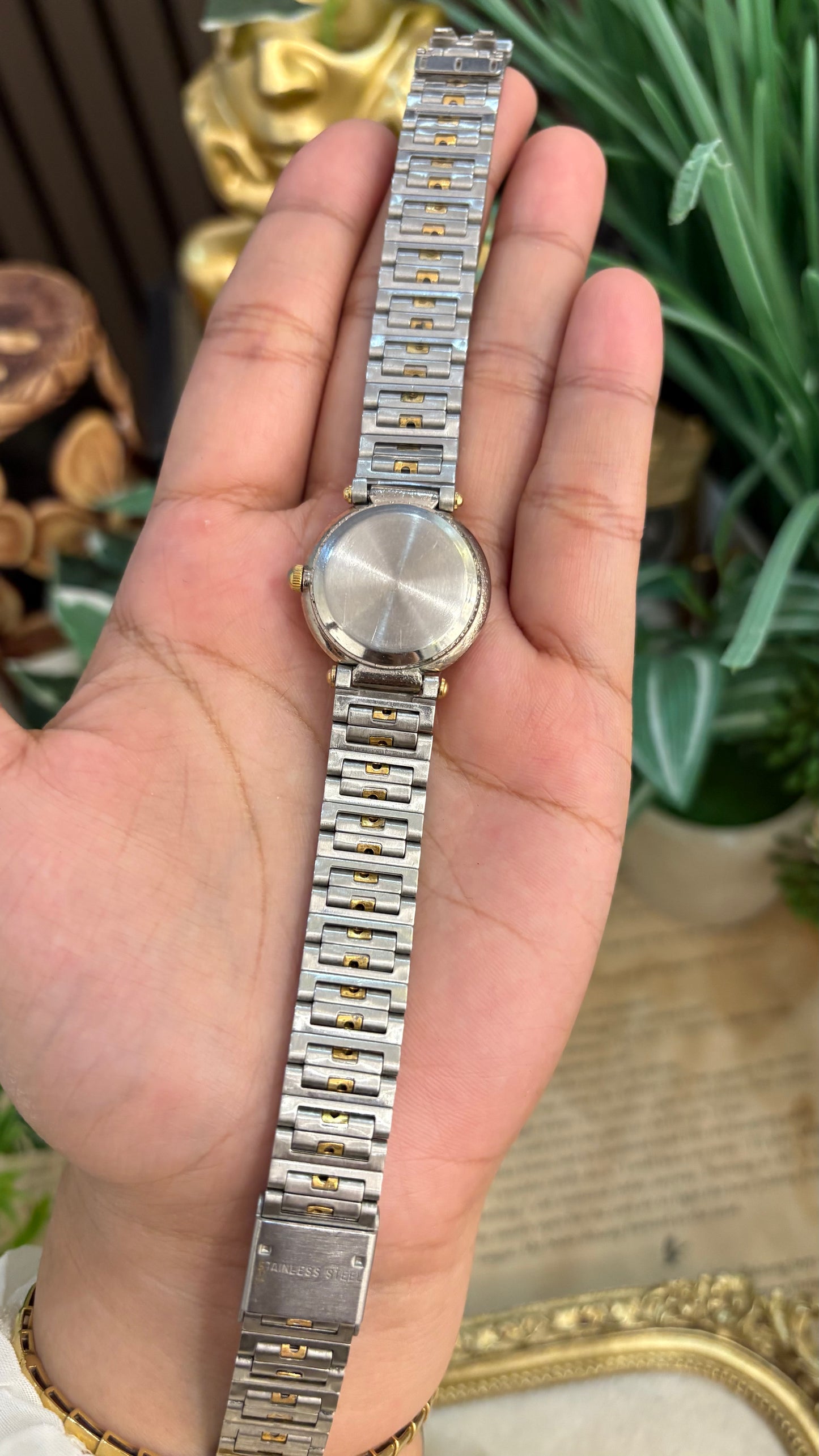 Vintage Baron Classic Gold Line Accent Watch in Two-Tone Quartz Gucci Inspired