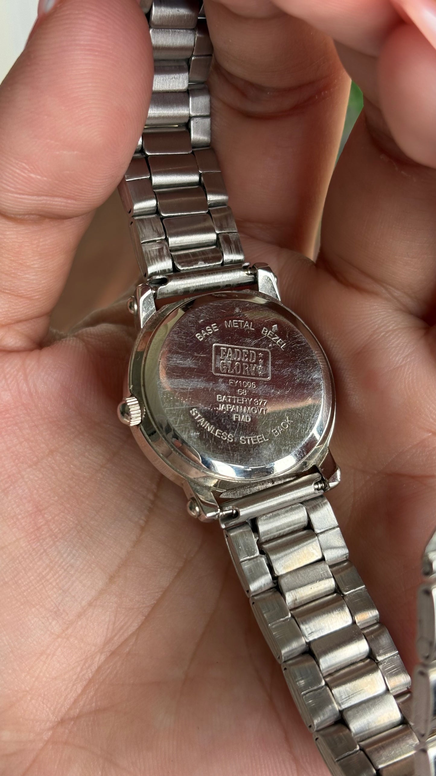 Vintage Faded Glory Bejeweled Watch in Silver Tone in Black Dial
