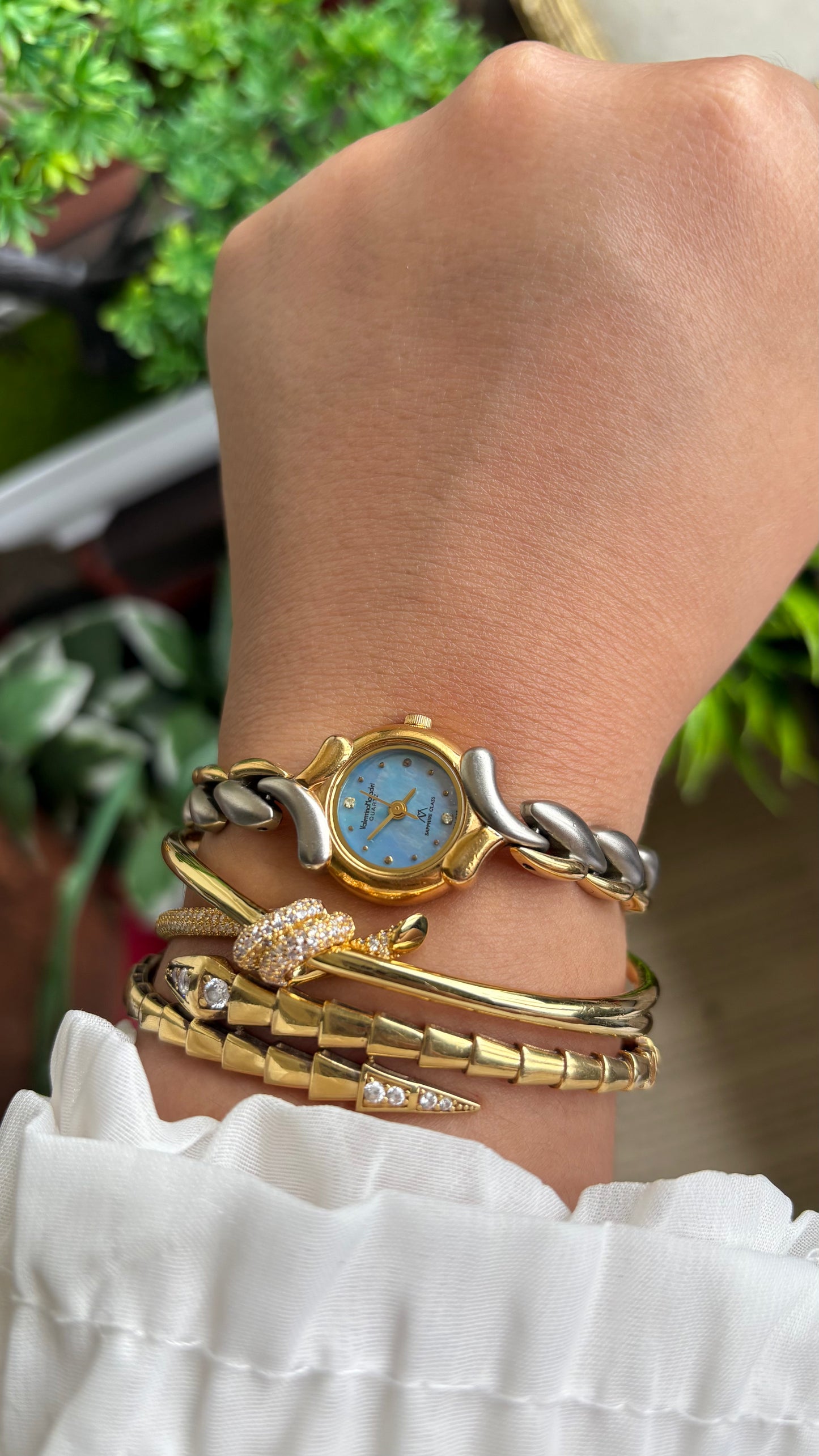 Vintage Valentino Moradei Watch in Two-Tone Sapphire Glass