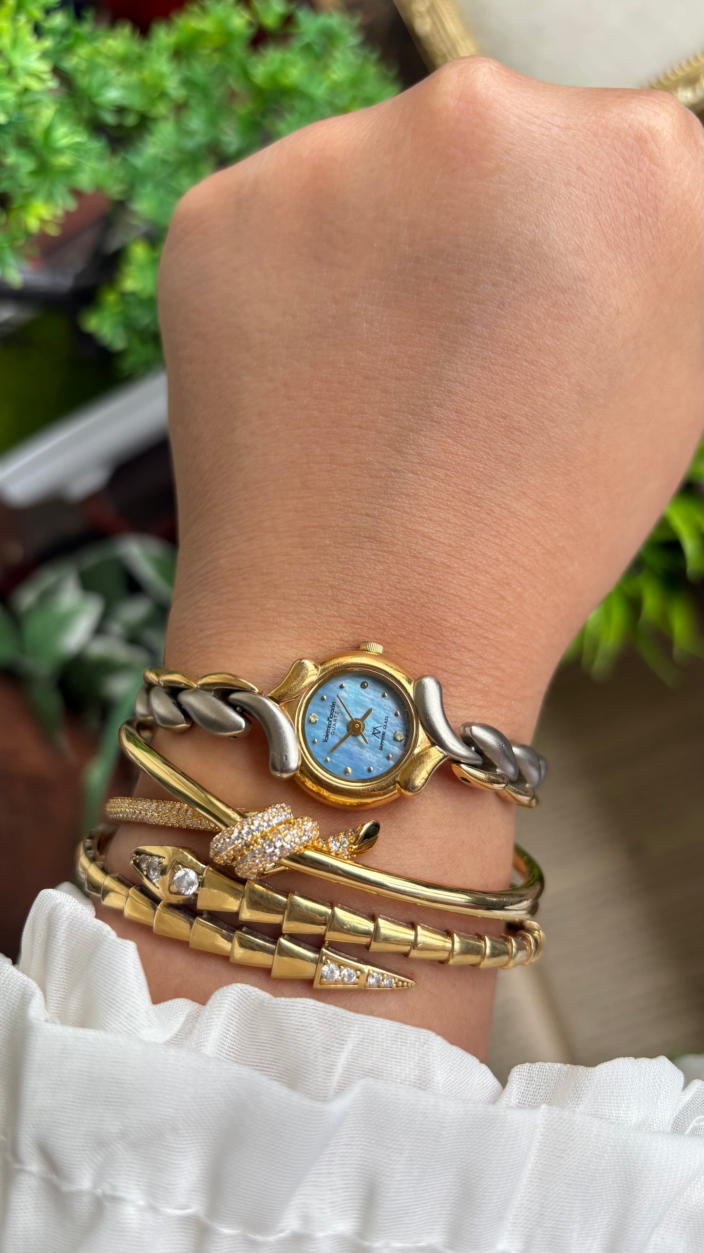 Vintage Valentino Moradei Watch in Two-Tone Sapphire Glass
