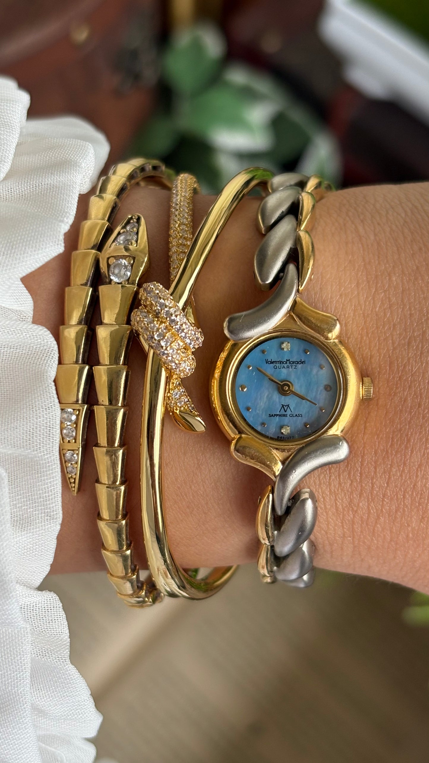 Vintage Valentino Moradei Watch in Two-Tone Sapphire Glass