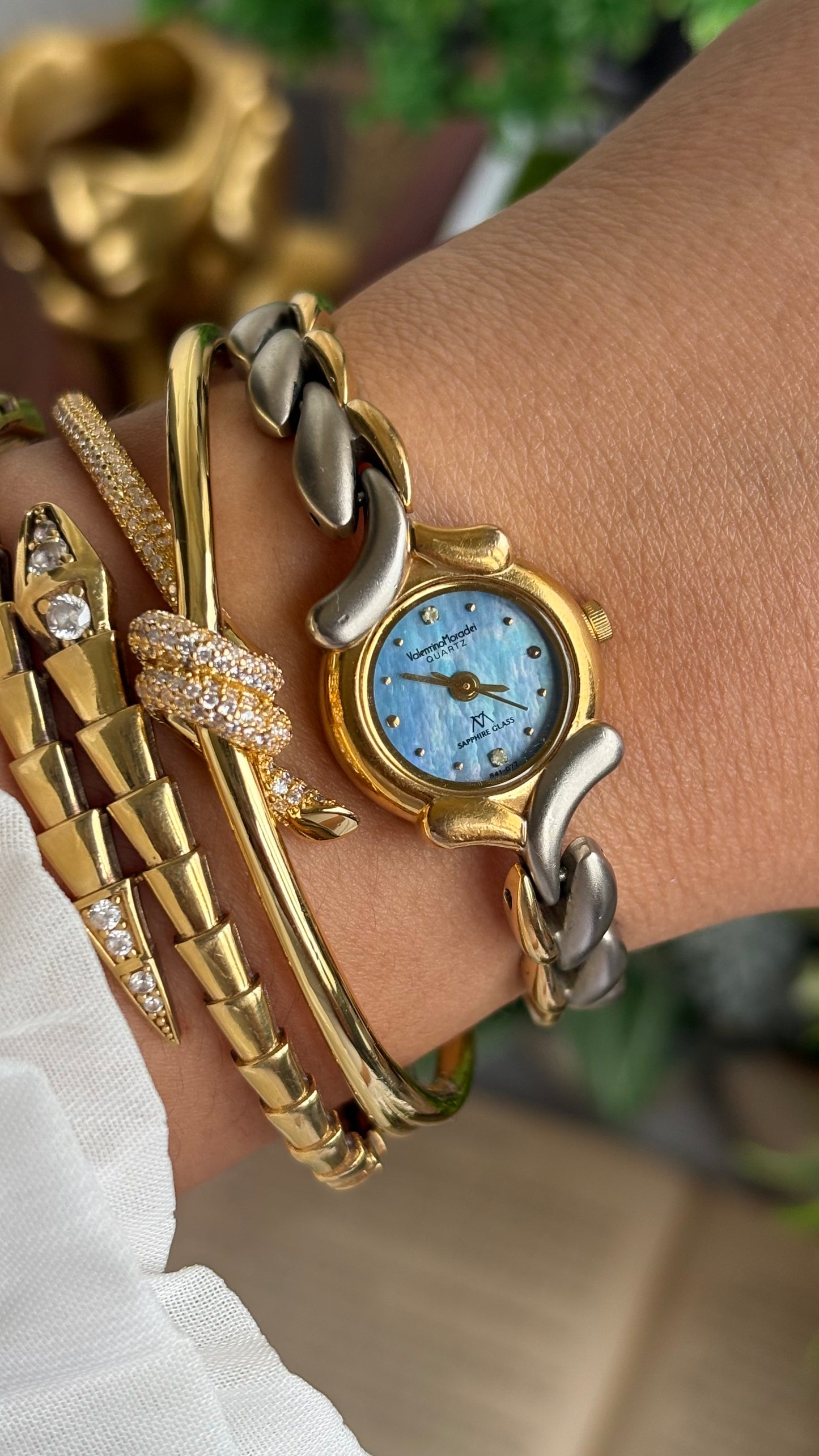 Vintage Valentino Moradei Watch in Two-Tone Sapphire Glass