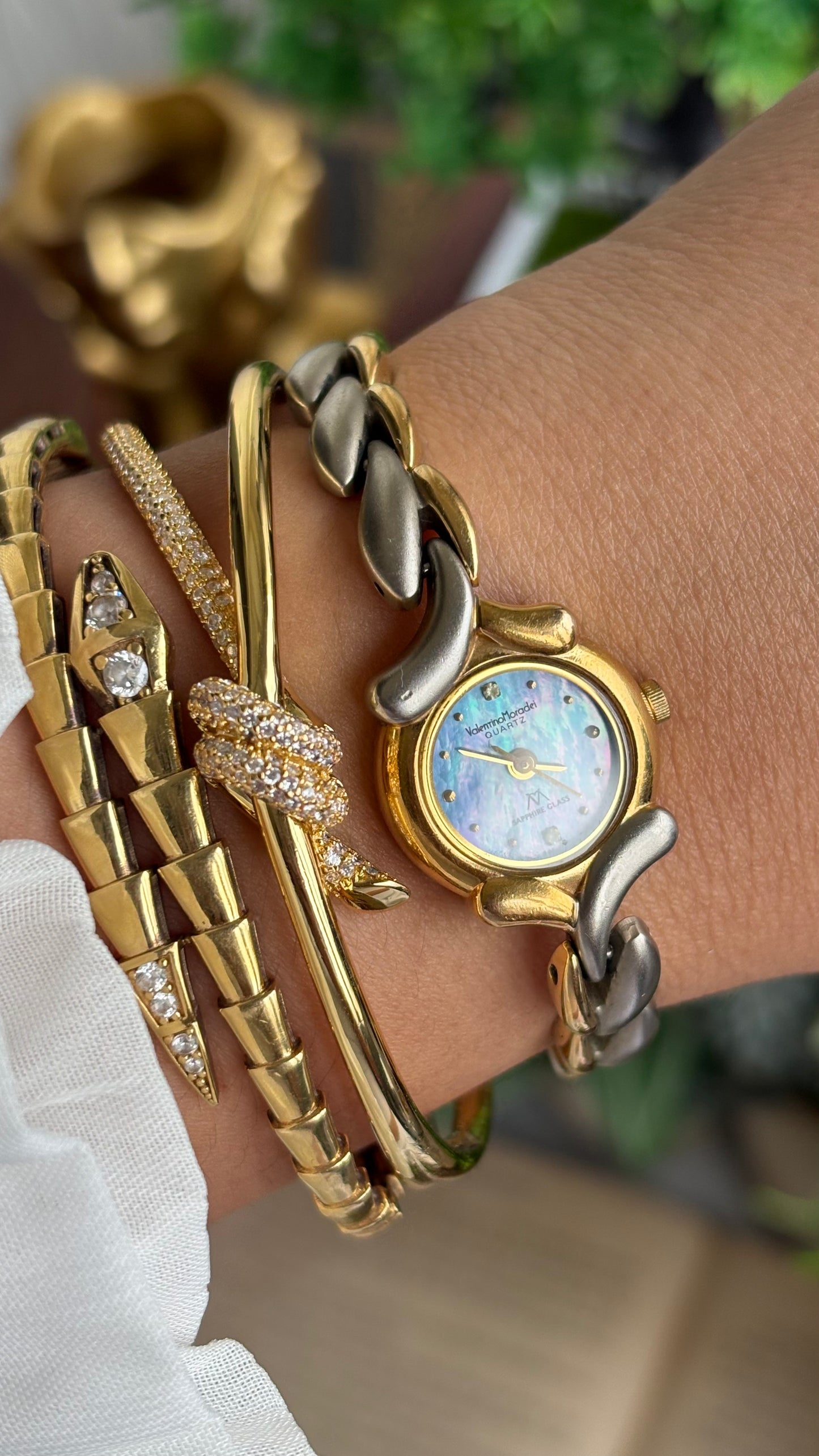 Vintage Valentino Moradei Watch in Two-Tone Sapphire Glass