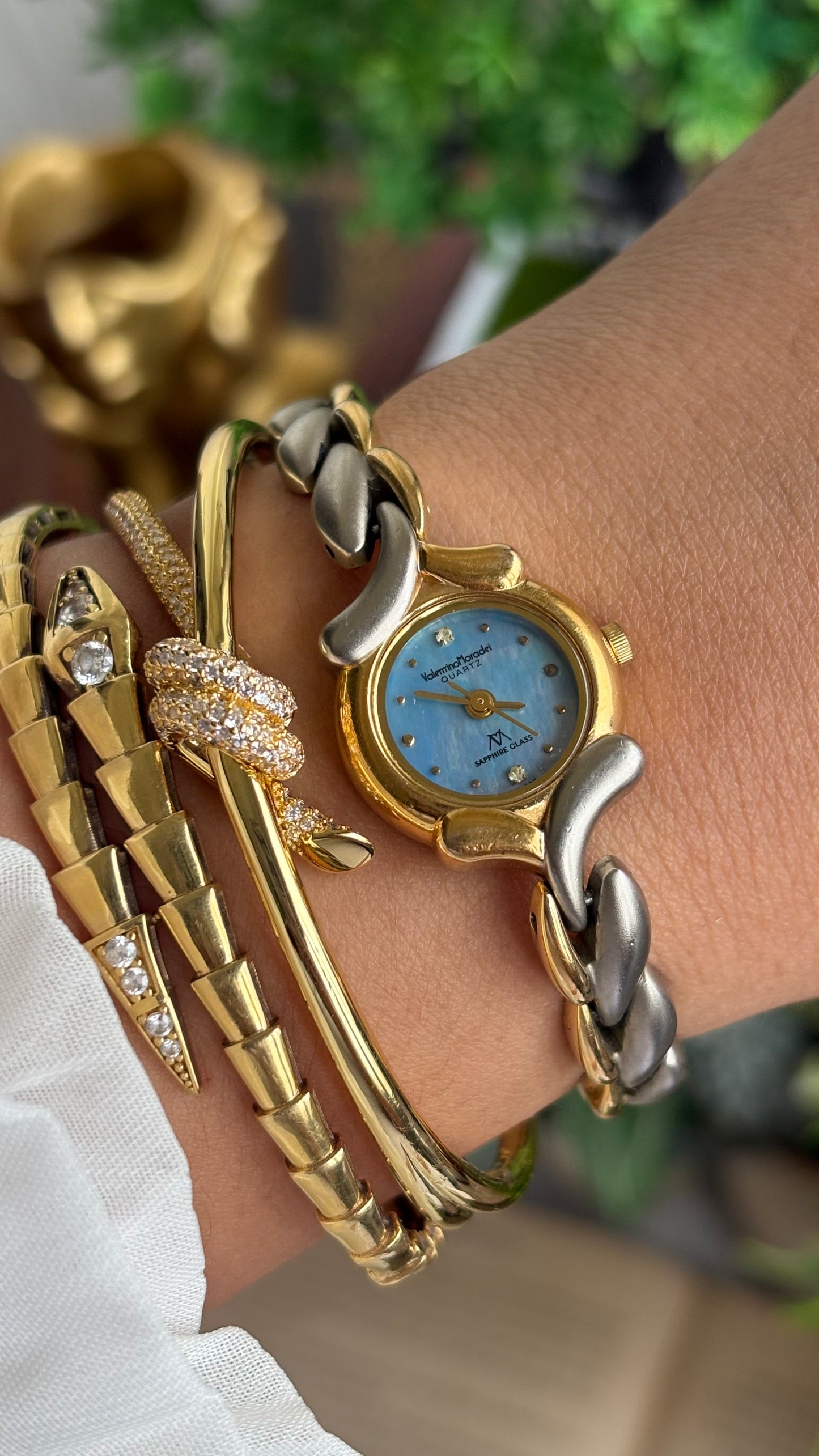 Vintage Valentino Moradei Watch in Two-Tone Sapphire Glass