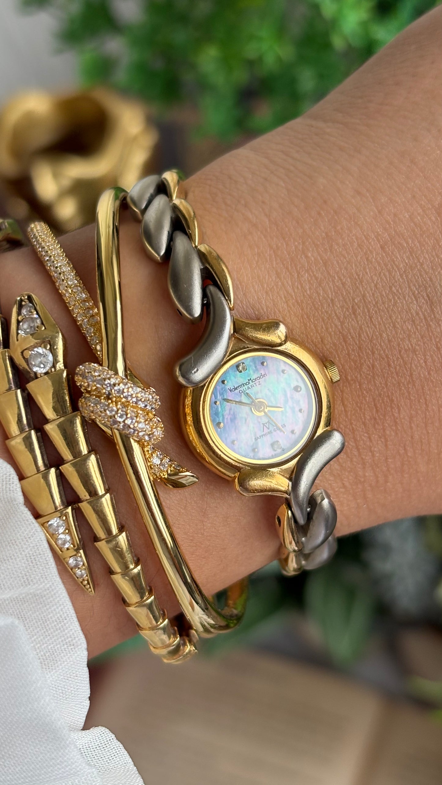 Vintage Valentino Moradei Watch in Two-Tone Sapphire Glass