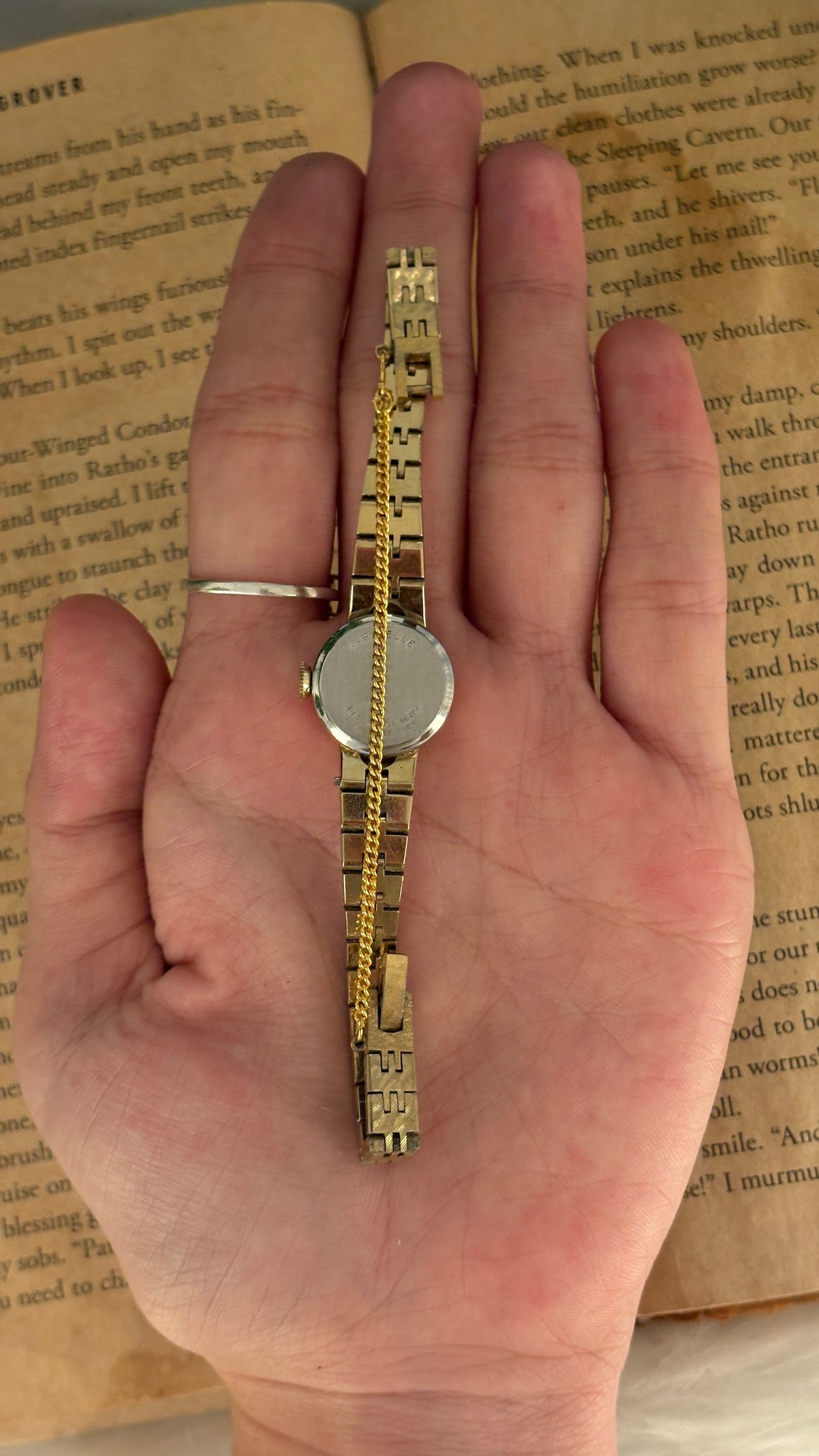 Rare Dainty Vintage Caravelle Bulova Swiss Mechanical Wind Dress Watch in Gold Tone