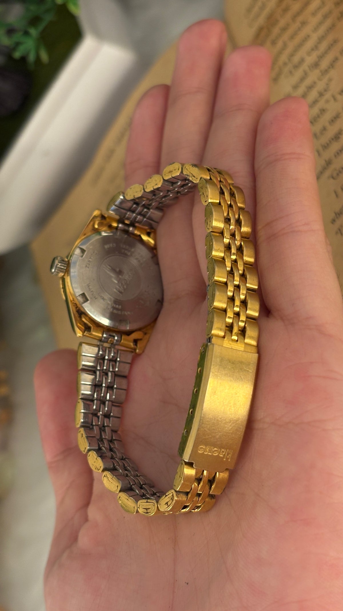 Rare Vintage Klaeuse Swiss Fluted Bezel Watch in Gold Tone Quartz
