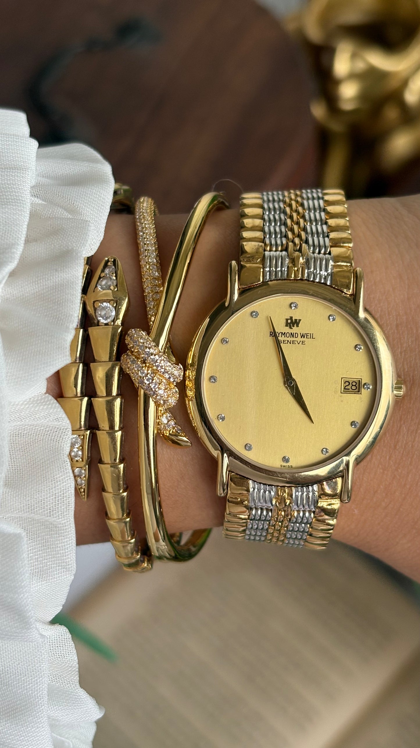 Vintage Raymond Weil Geneve Watch in Two-Tone With Window Date