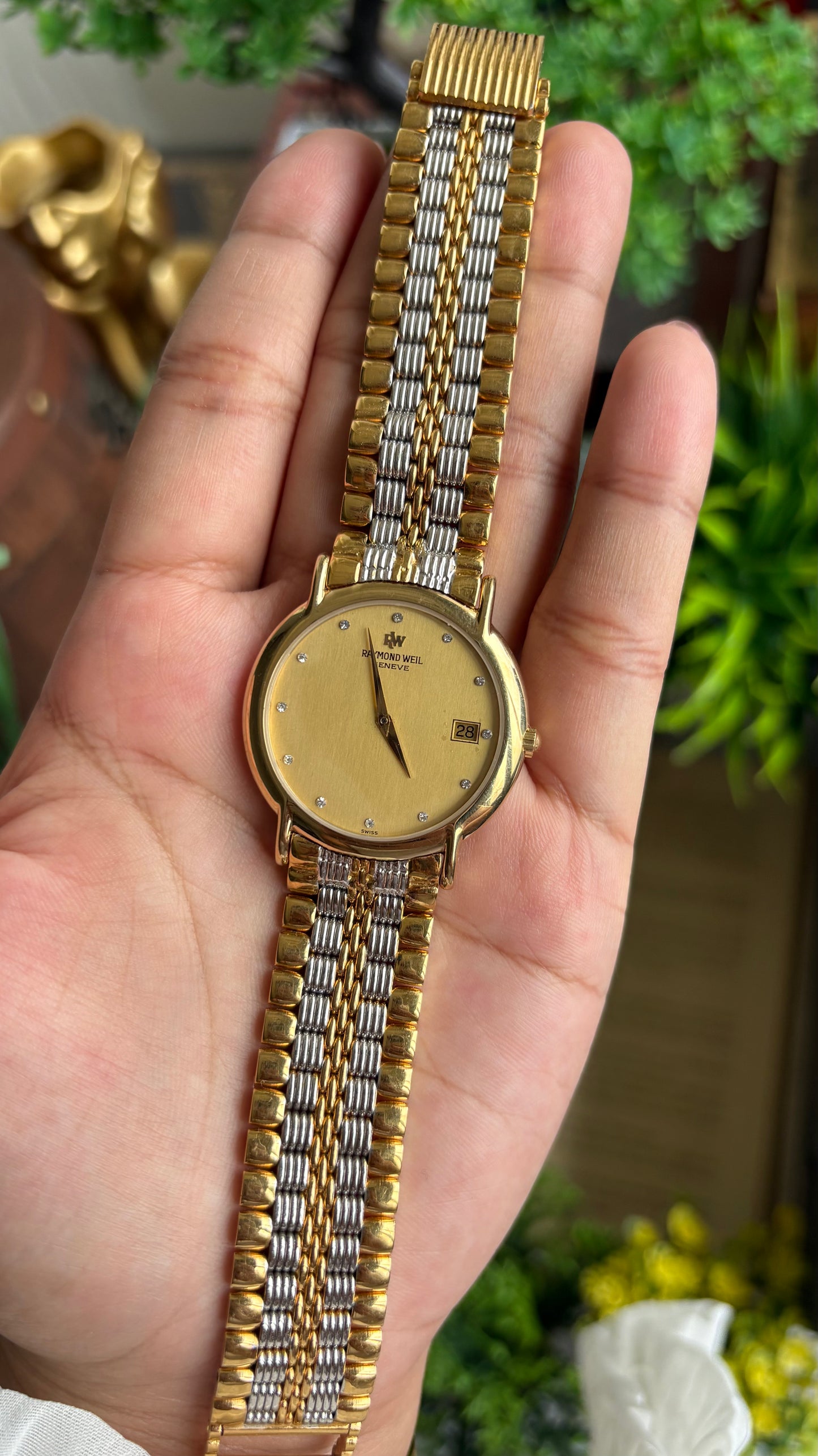 Vintage Raymond Weil Geneve Watch in Two-Tone With Window Date
