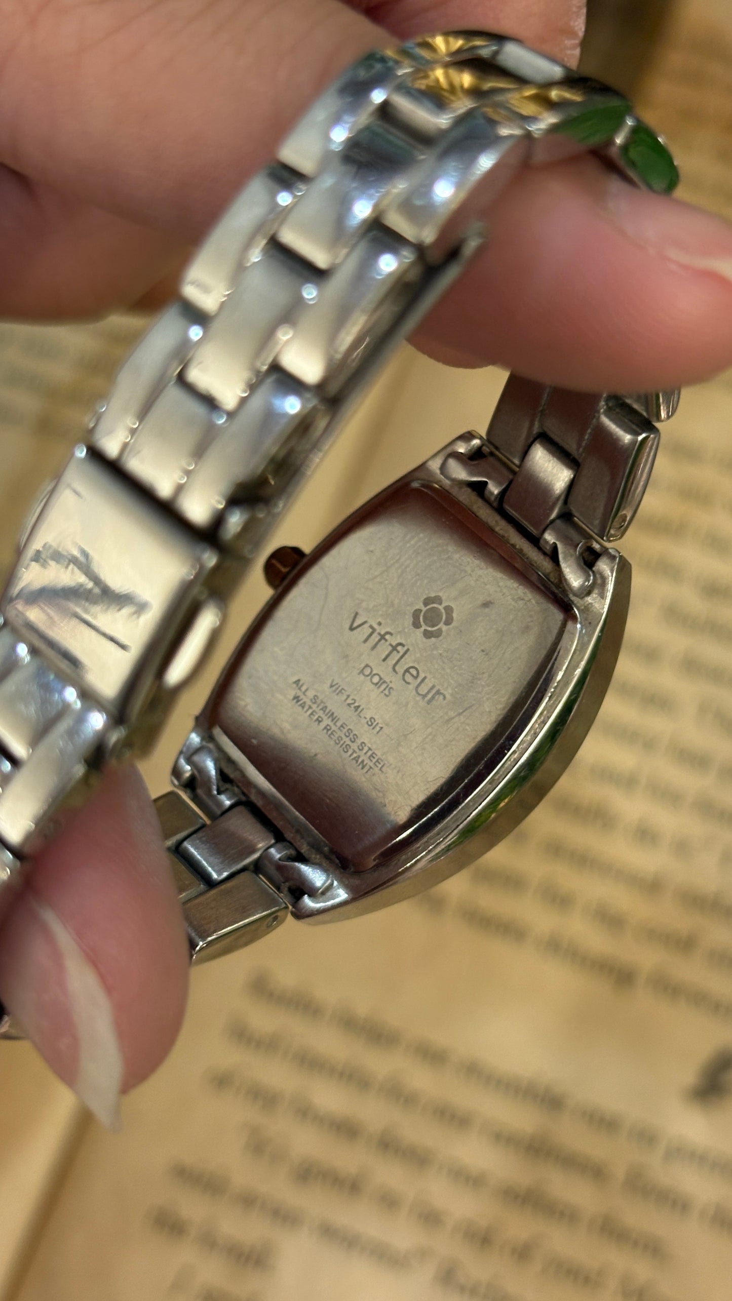 Vintage Viffleur Paris Barrel Case Classic Watch in Two-Tone Silver and Gold Tone Quartz