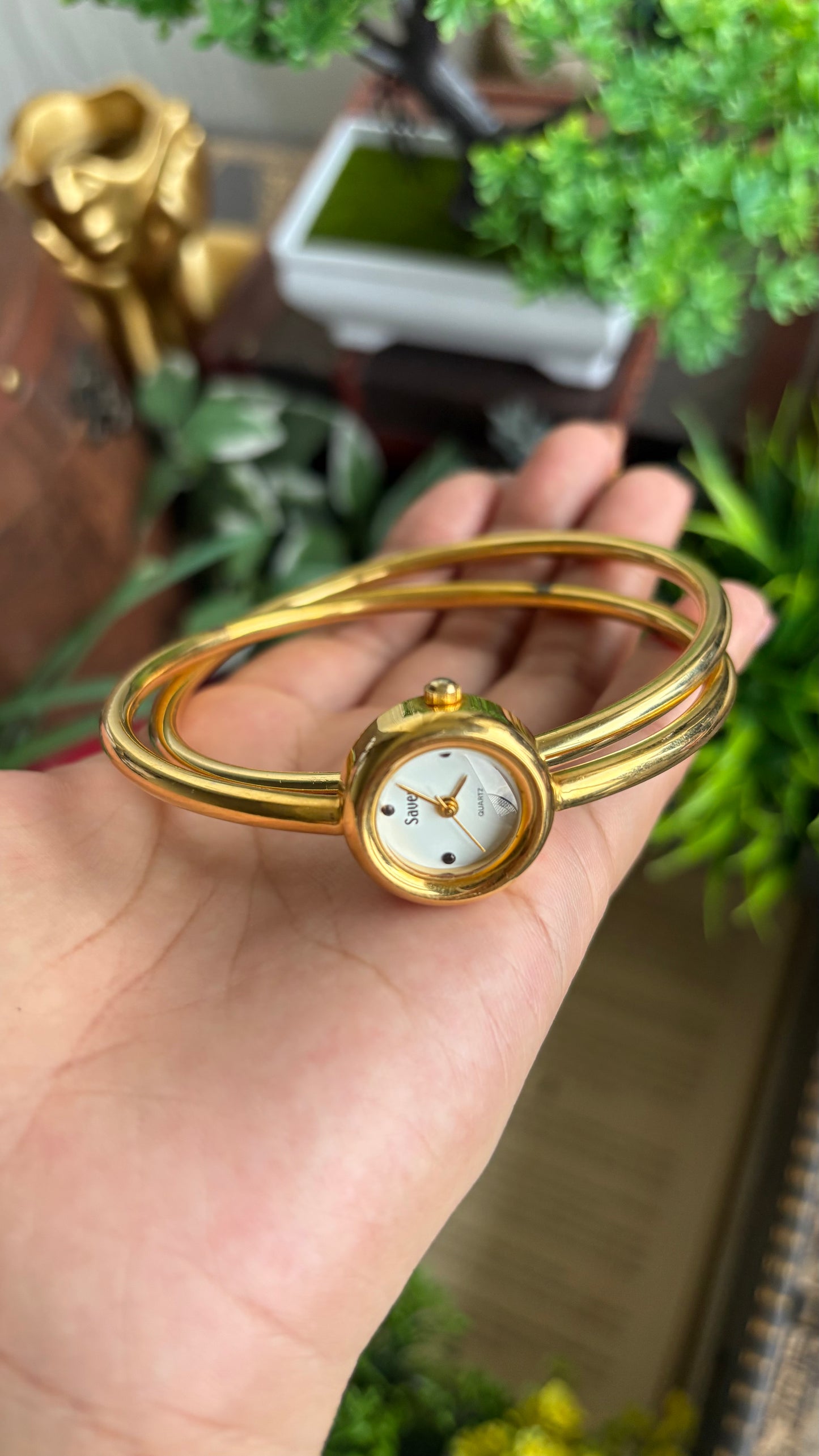 Vintage Bangle Layered Watch in Gold Tone