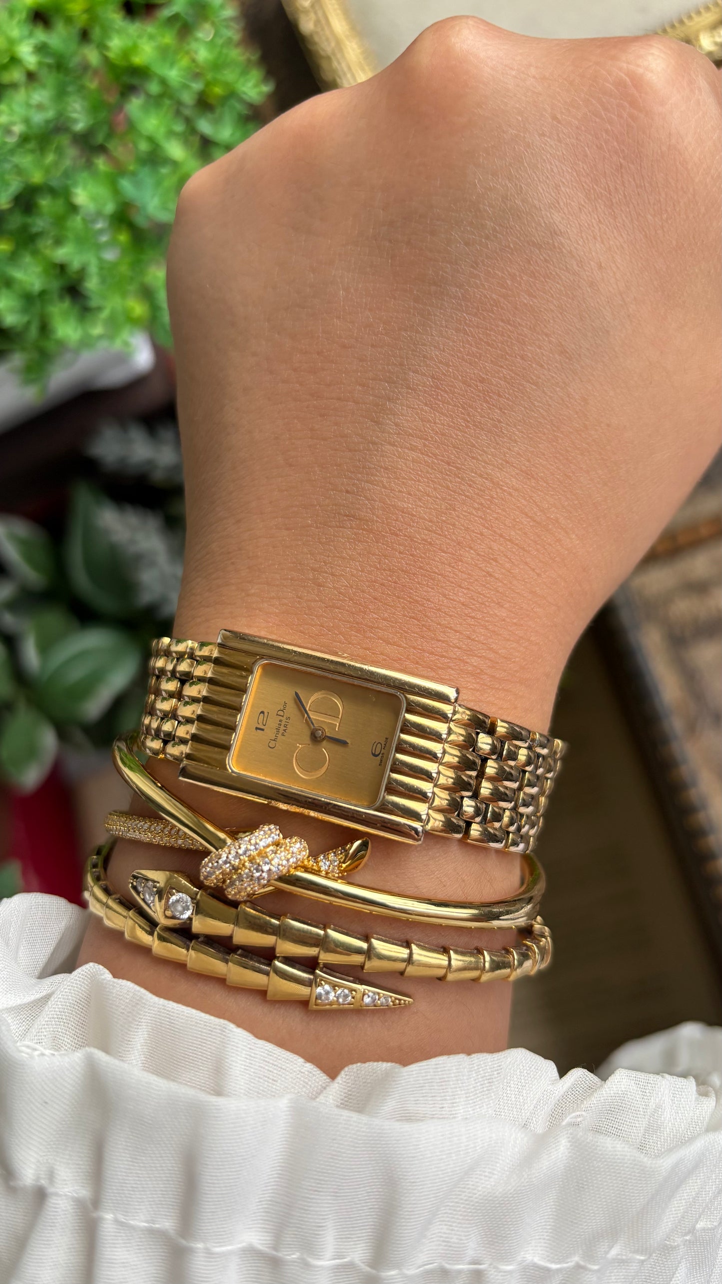 Vintage Classic Christian Dior Women’s Tank Dress Watch in Gold Tone